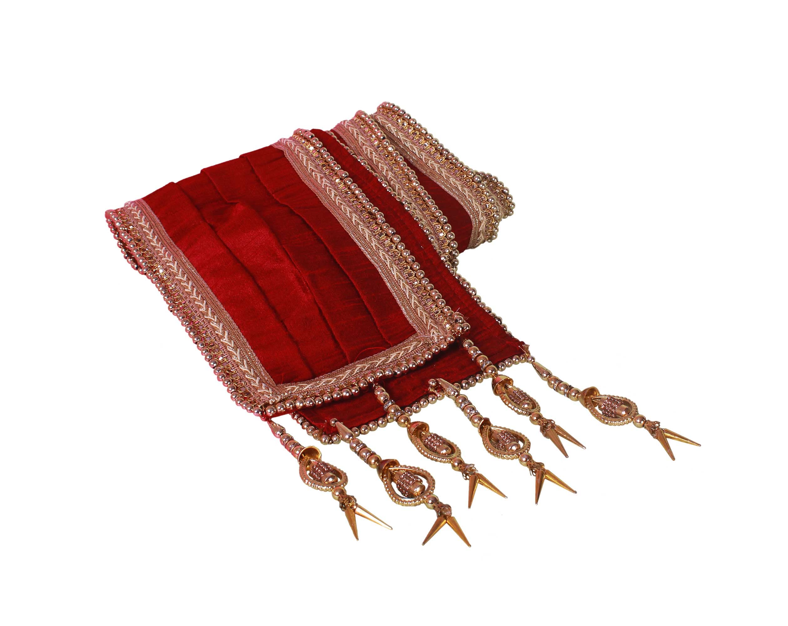 Men's Dupion Silk Groom Sherwani Stole Dupatta (Maroon, 2.5 Meter Long)-image-14