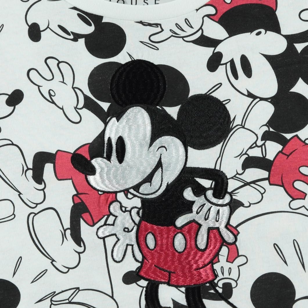 Disney Ladies Mickey Mouse Fashion Shirt Mickey Mouse Clothing - Mickey Mouse Allover Print Crop Top T-Shirt