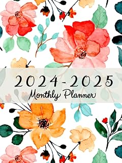 2024-2025 Monthly Planner Hardcover: Large 2 Year Monthly Schedule Organizer from January 2024 to December 2025 With Holidays and Motivational Quotes ... Planner With Watercolor Flower Design Cover