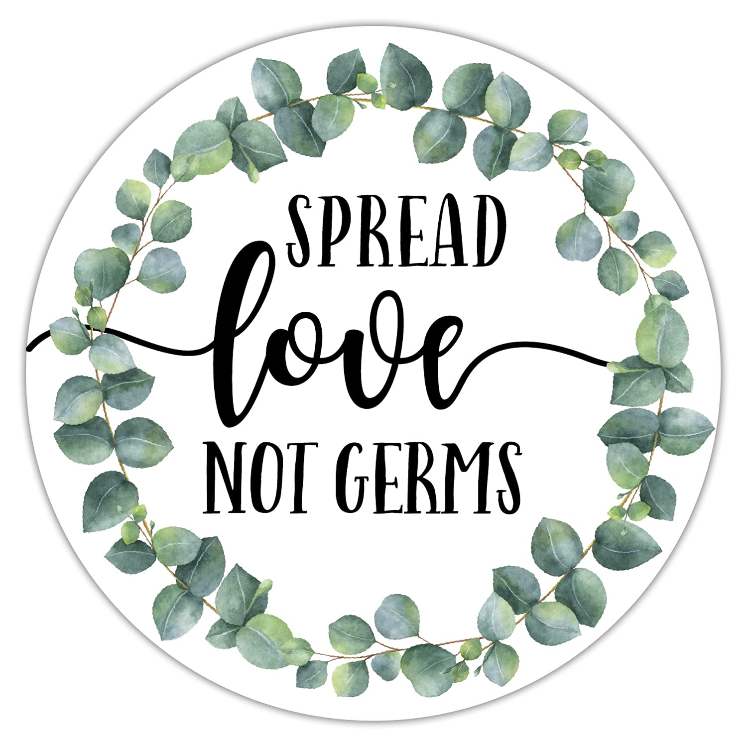Spread Love Not Germs Sticker Wedding, Birthday Party Favor, Greenery Thank You Wedding Stickers, Wedding Favor Stickers, Pack of 50, 2 Inch