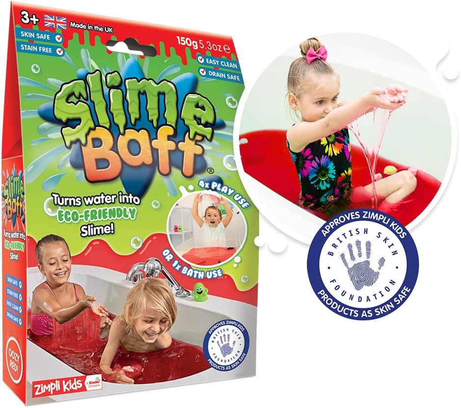 Slime Baff Red from Zimpli Kids, 1 Bath or 4 Play Uses, Magically turns water into gooey, colourful slime, Educational Stress Relief Slime Toy for Girls & Boys, Children's DIY Slime Kit