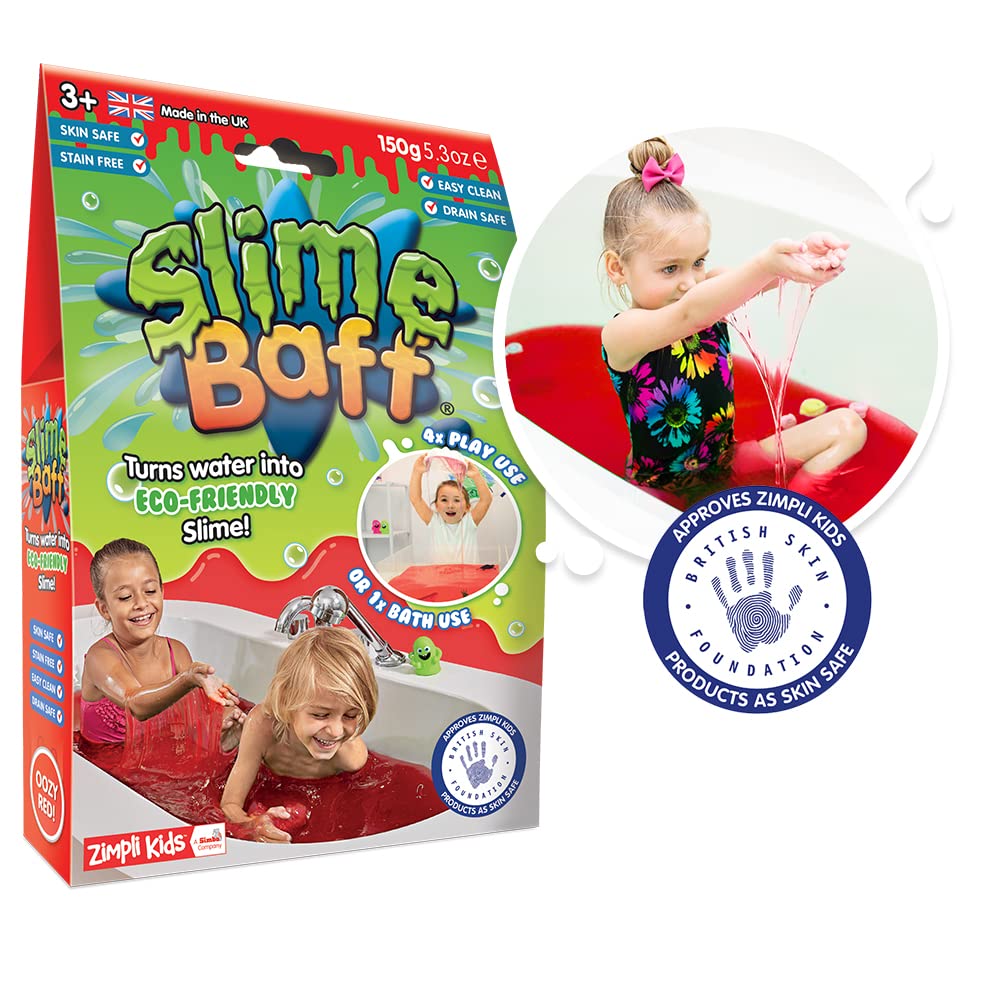 Slime Baff Red from Zimpli Kids, 1 Bath or 4 Play Uses, Magically turns water into gooey, colourful slime, Educational Stress Relief Slime Toy for Girls & Boys, Children's DIY Slime Kit