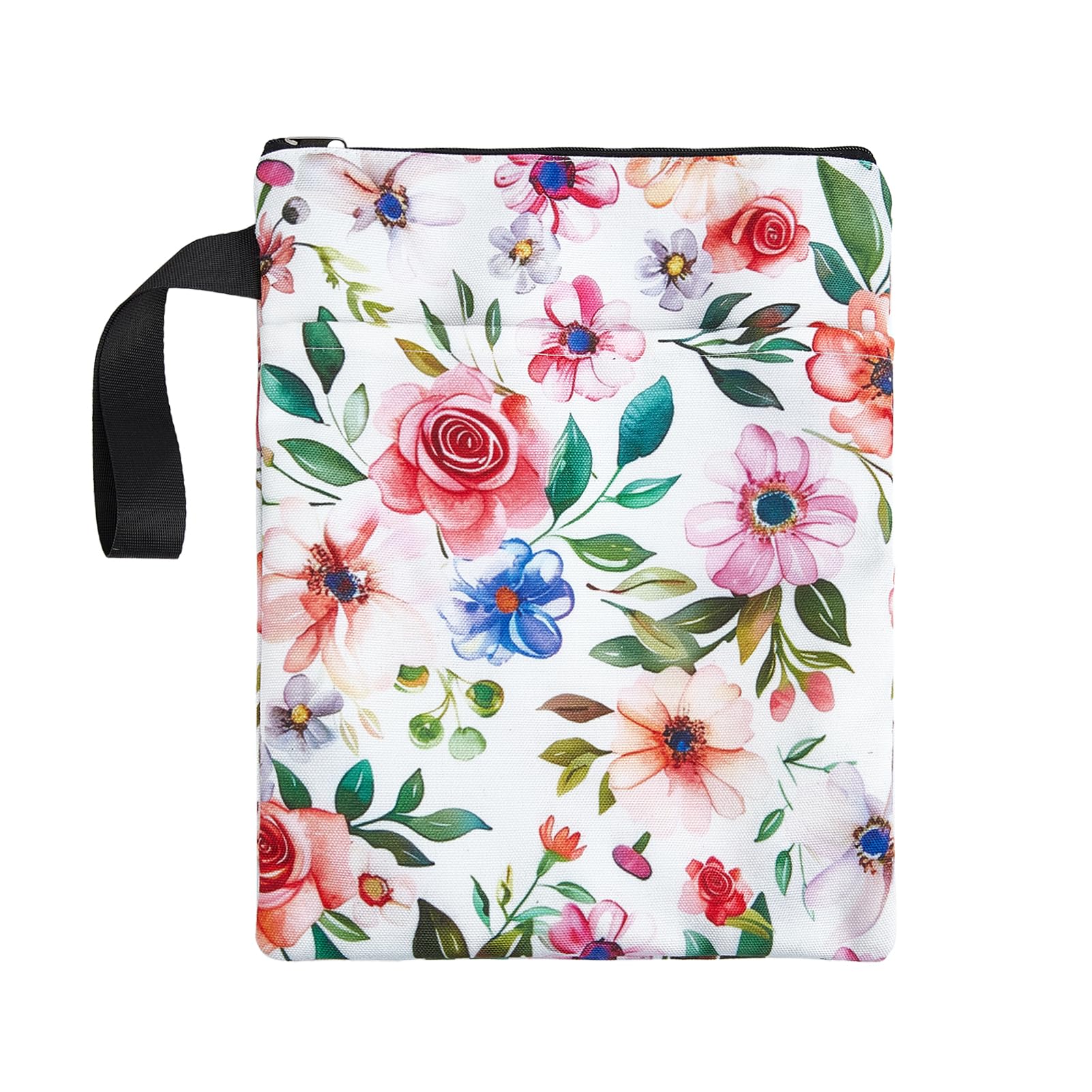 NICENEEDED Rose Thicken Book Cover with Zipper, Book Sleeve with With Wider Rope