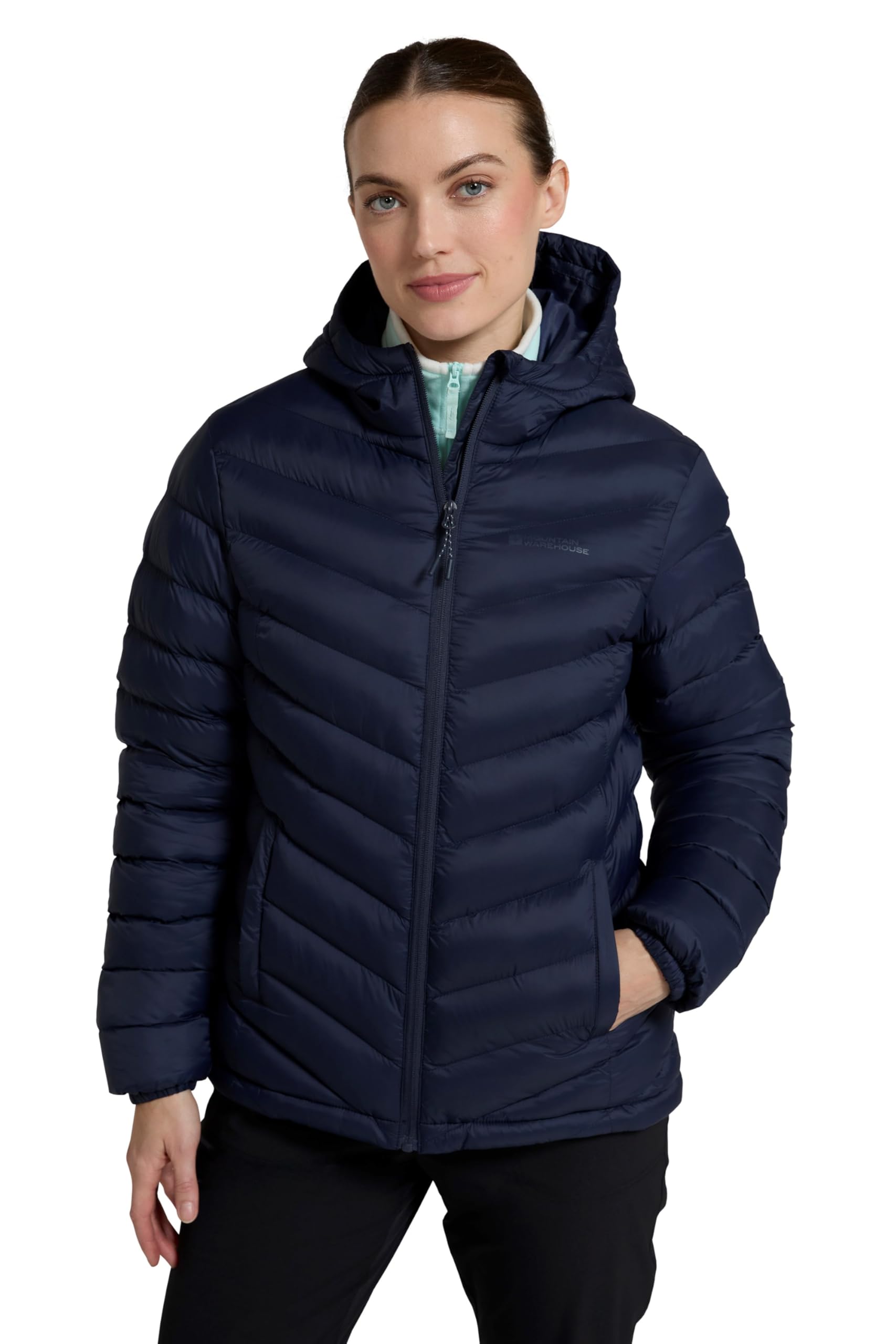 Mountain Warehouse Women's Seasons Padded Winter Jacket Water Resistant in Dark Blue | Size: 10