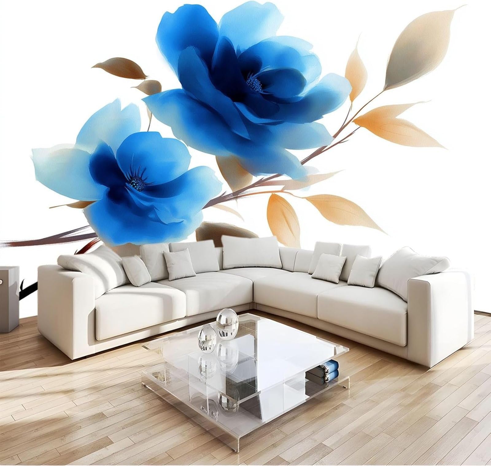 Traditional Chinese Rose Wallpaper Mural Wall Art Study Living Room Restaurant Bar White 200cm x 140cm