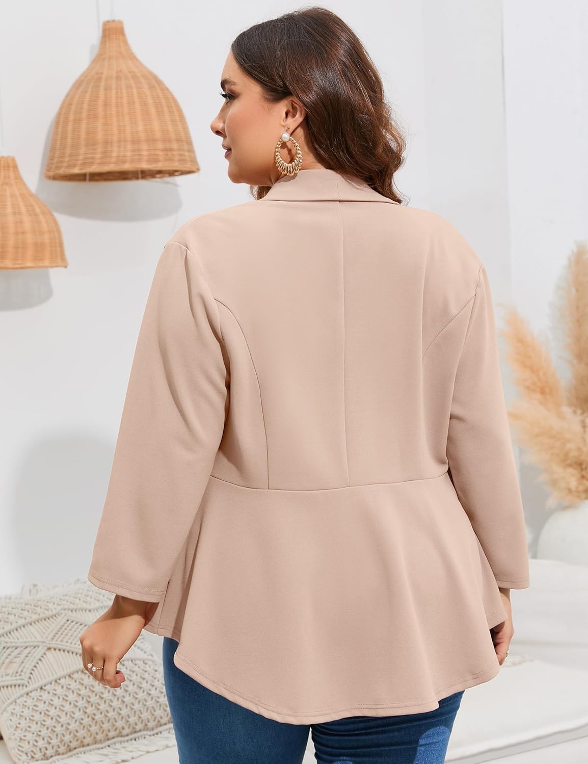 ShopWonder Women's Plus Size Casual Blazers Open Front Work Office Jackets Blazer with Pockets - Image 5