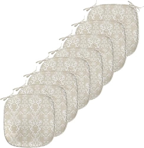 Ambesonne Juego de 8 cojines para asiento de silla, diseño romántico y adornada con diseño floral inspirado en encaje, para oficina con respaldo