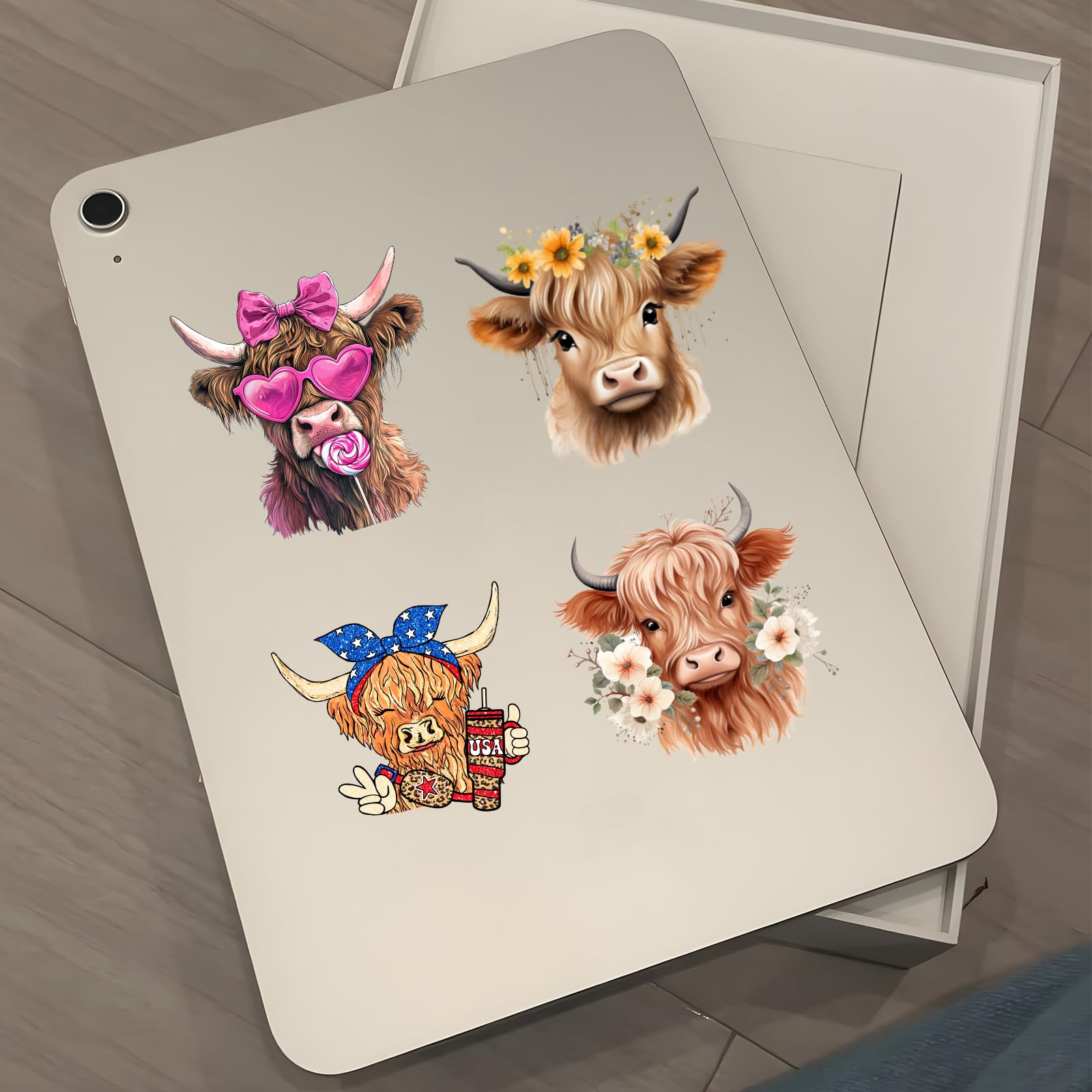 UV DTF Glass Cup Wrap Transfer-8 Sheets Highland Cow Theme UV DTF Stickers for 16oz Glass Decals Waterproof Personalized Rub On Transfers for Crafts and Furniture DIY Holiday Presents