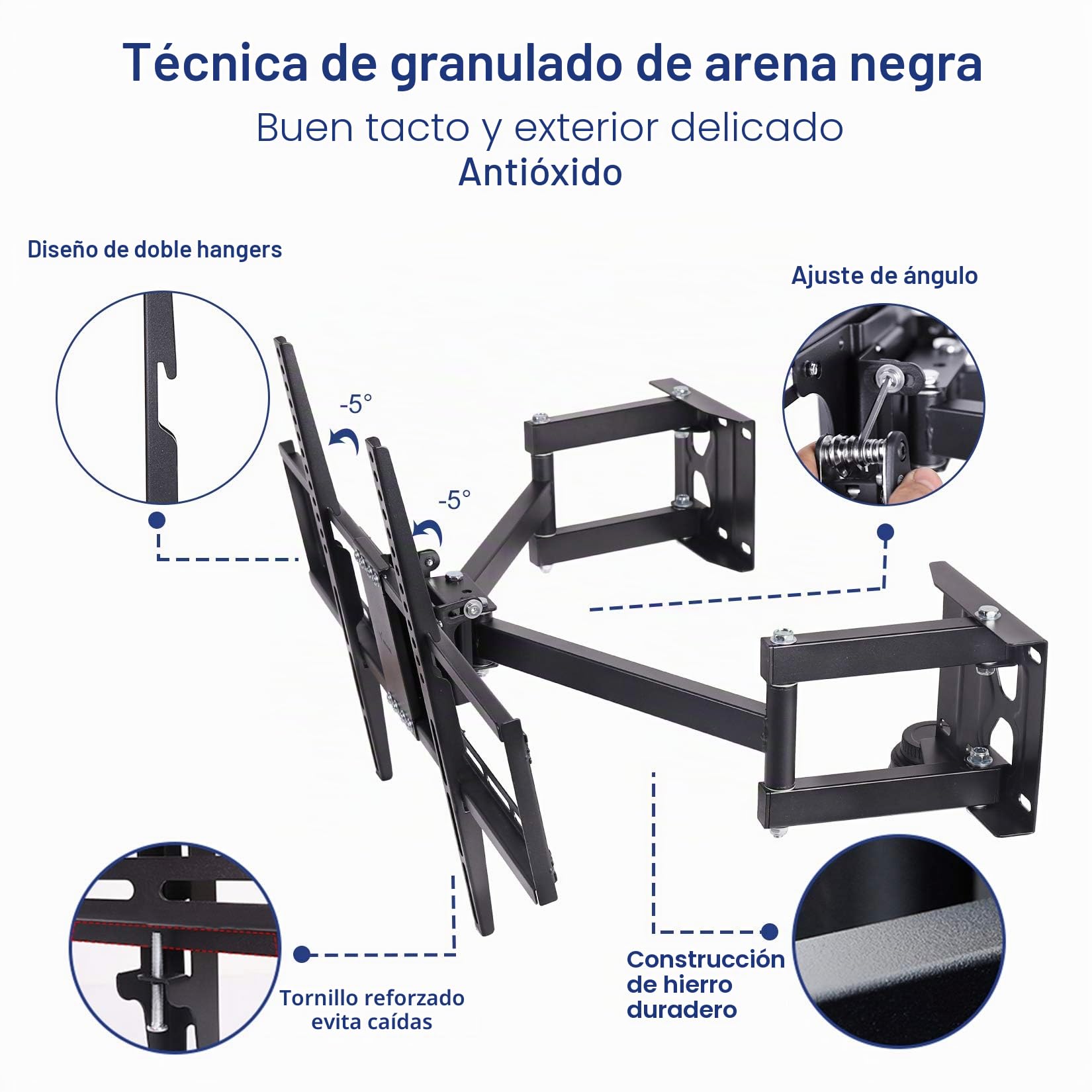 Medla Soporte de Pared para TV Giratorio, Soporte Pared TV para Esquina inclinable para televisores de Plasma LCD LED de 32-65 Pulgadas VESA 600 x 400 Soporta 45 kg