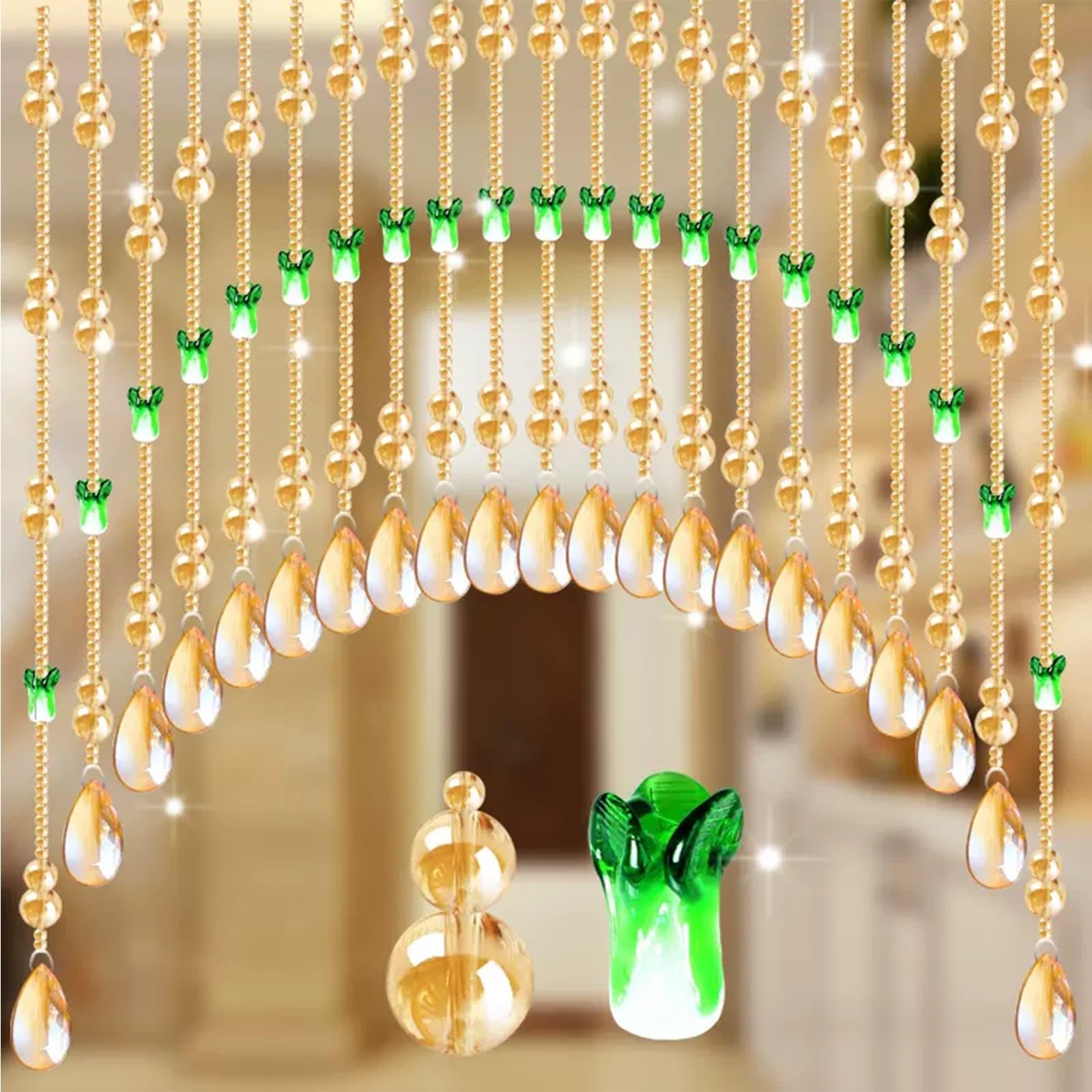 Rideau motif chou en cristal de jade pour séparer les pièces sans perdre le jour