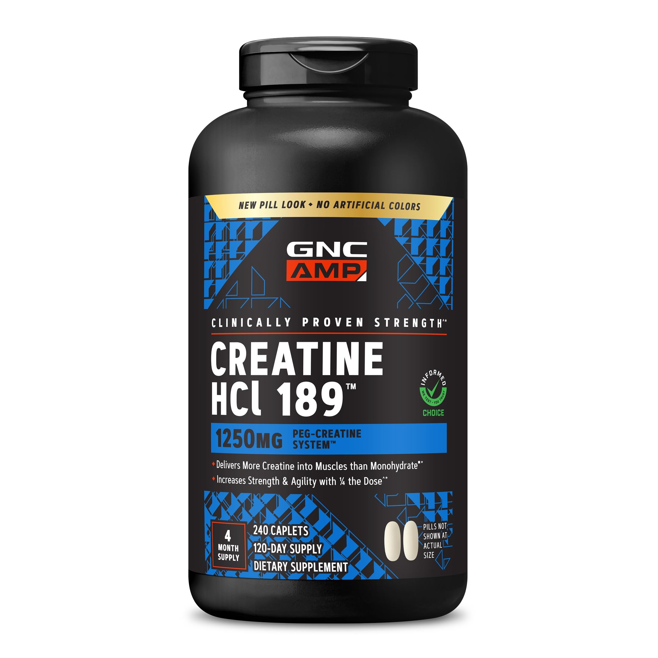 GNC AMP Creatine HCl 189, Fast Absorbing Muscle Builder, 120 Servings 240 Count (Pack of 1)