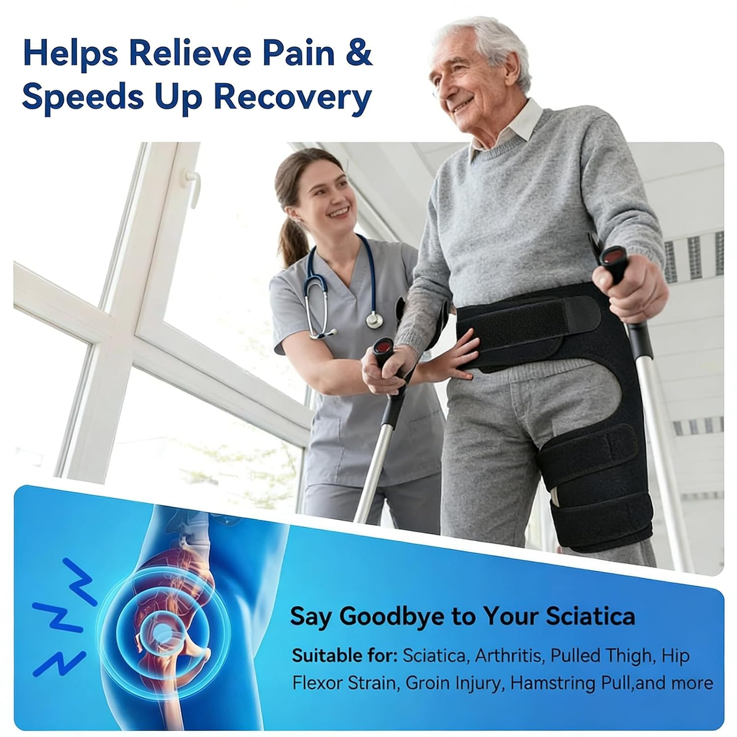 Professional Hip Abduction Brace with Support Stays & Fixation Belt, Hip Replacement, Arthritis, Dislocation Support, Universal Fit for Men & Women, Left