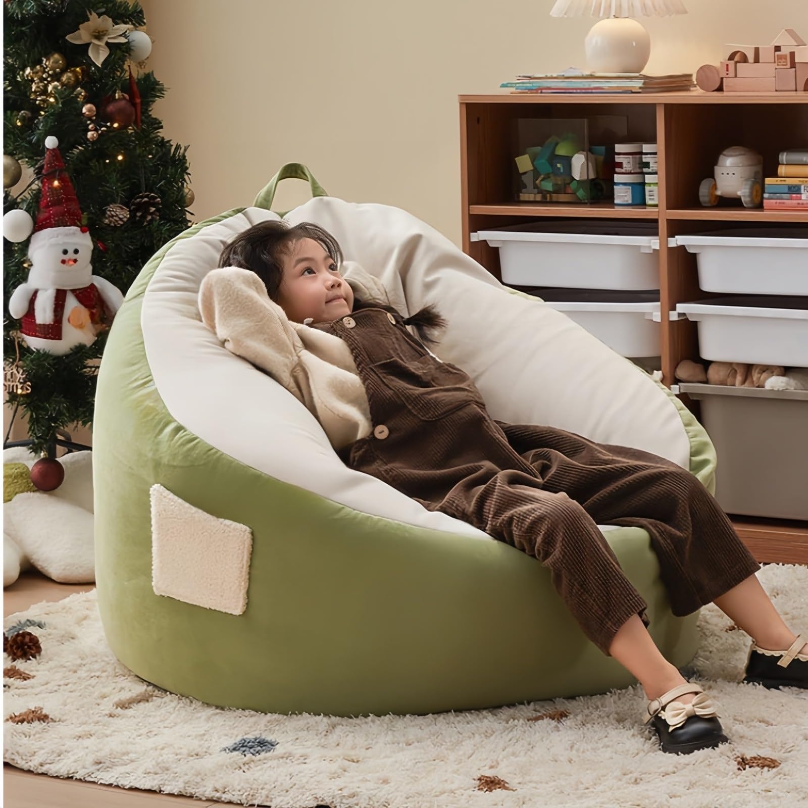Sitzsack-Stuhl Lazy Sofa Sitzsack for Einzelperson, Liegeliege for Wohnzimmer und Schlafzimmer(Green)