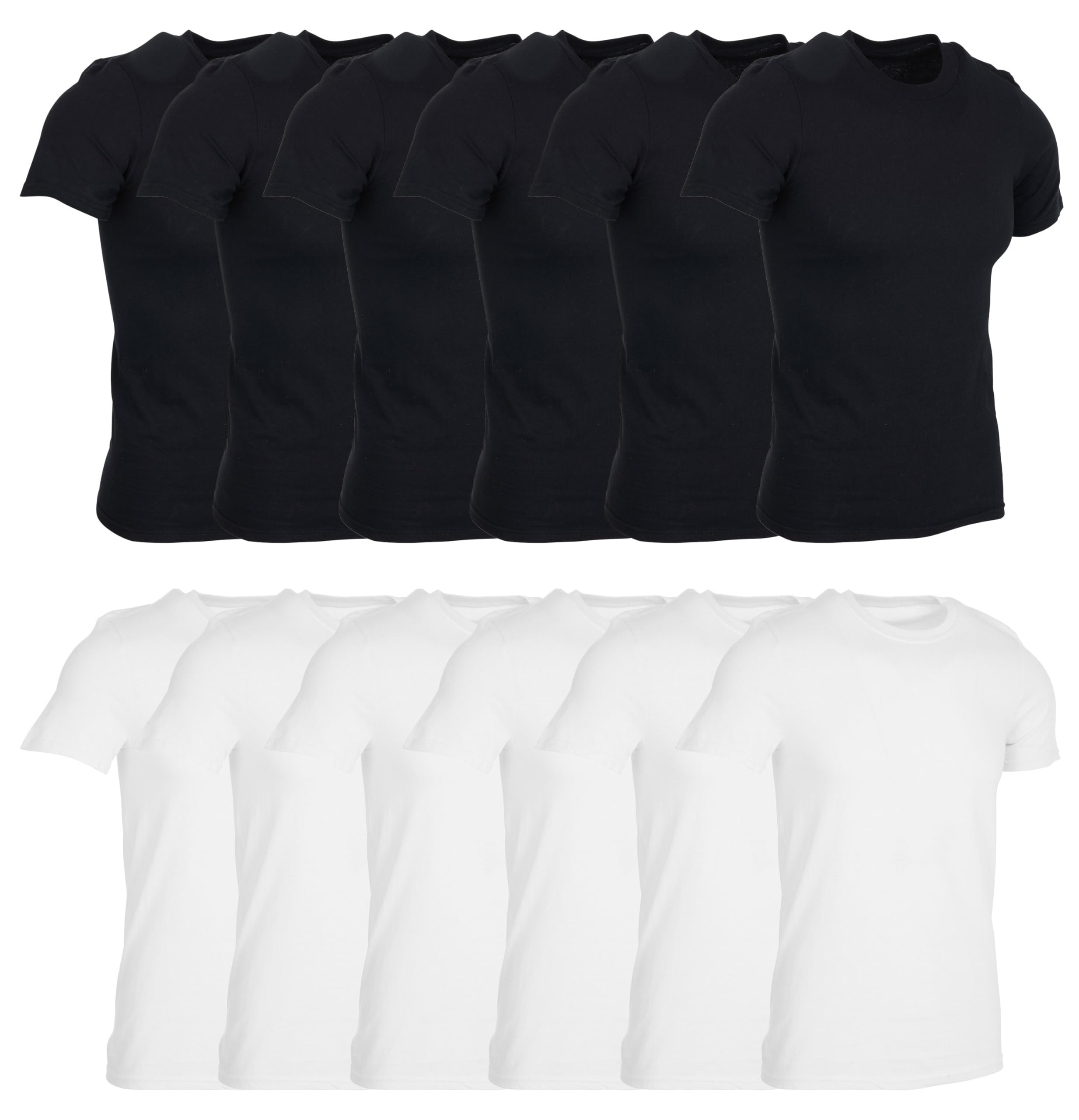 BILLIONHATS 12 Pack Mens Cotton Short Sleeve Lightweight T-Shirts Bulk Crew Tees for Guys Solid Bright Colors T-Shirt