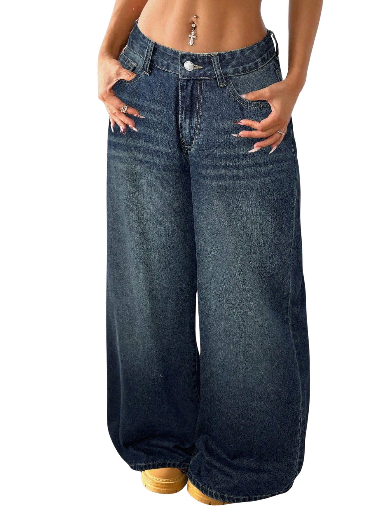 glossia Fashion Wide Leg Loose Fit High Waist Jeans for Women (WJ-2405-GBL2-$)-picture-46