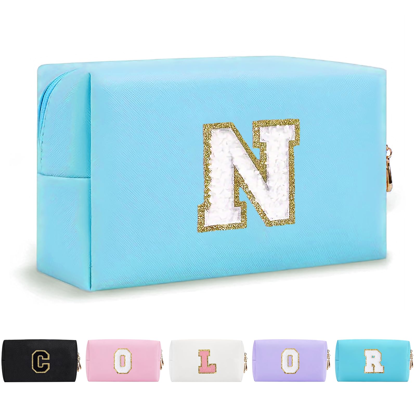 Bolsa de Maquillaje, Bolsa de Cosméticos Impermeable de Viaje, PU Cuero, Neceser de Baño, Bolsa De Aseo Y Almacenamiento para Mujer,Cosas Preppy para niñas Adolescentes (Letra A-Z) — view 221