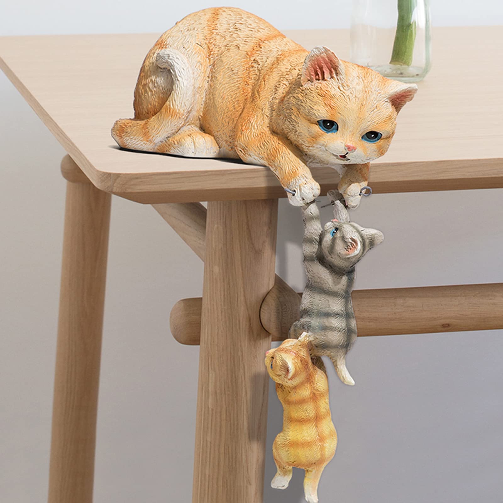 Statuette di Ornamenti Statue di Famiglia di Madre e Figlio in Resina Decorazioni di Animali per Decorazioni per l'inaugurazione della casa del Giardino dell'ufficio a casa,Cat