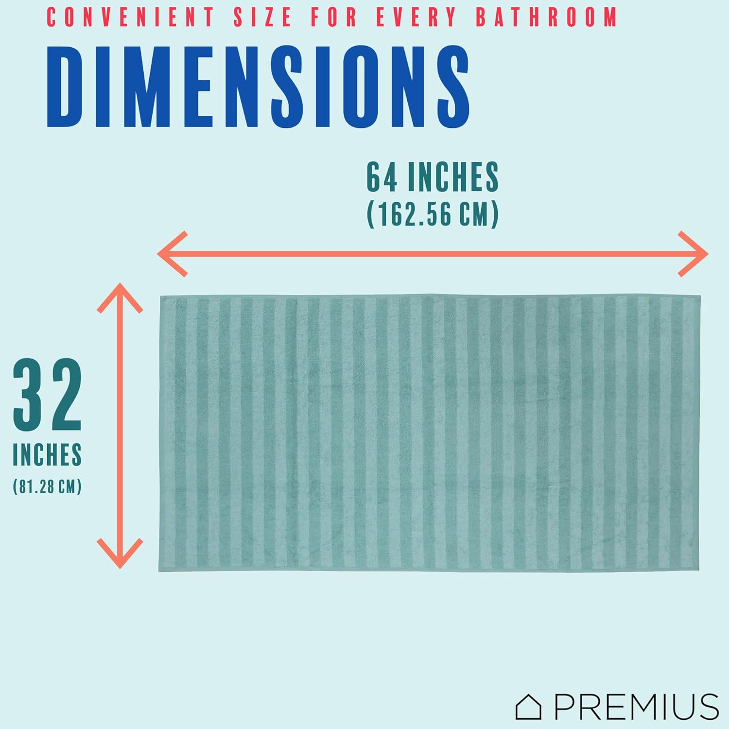 2 Pack Stripes 100% Cotton Yarn Dyed Bath Sheet Towel, Aqua-Cyan, 32x64 Inches