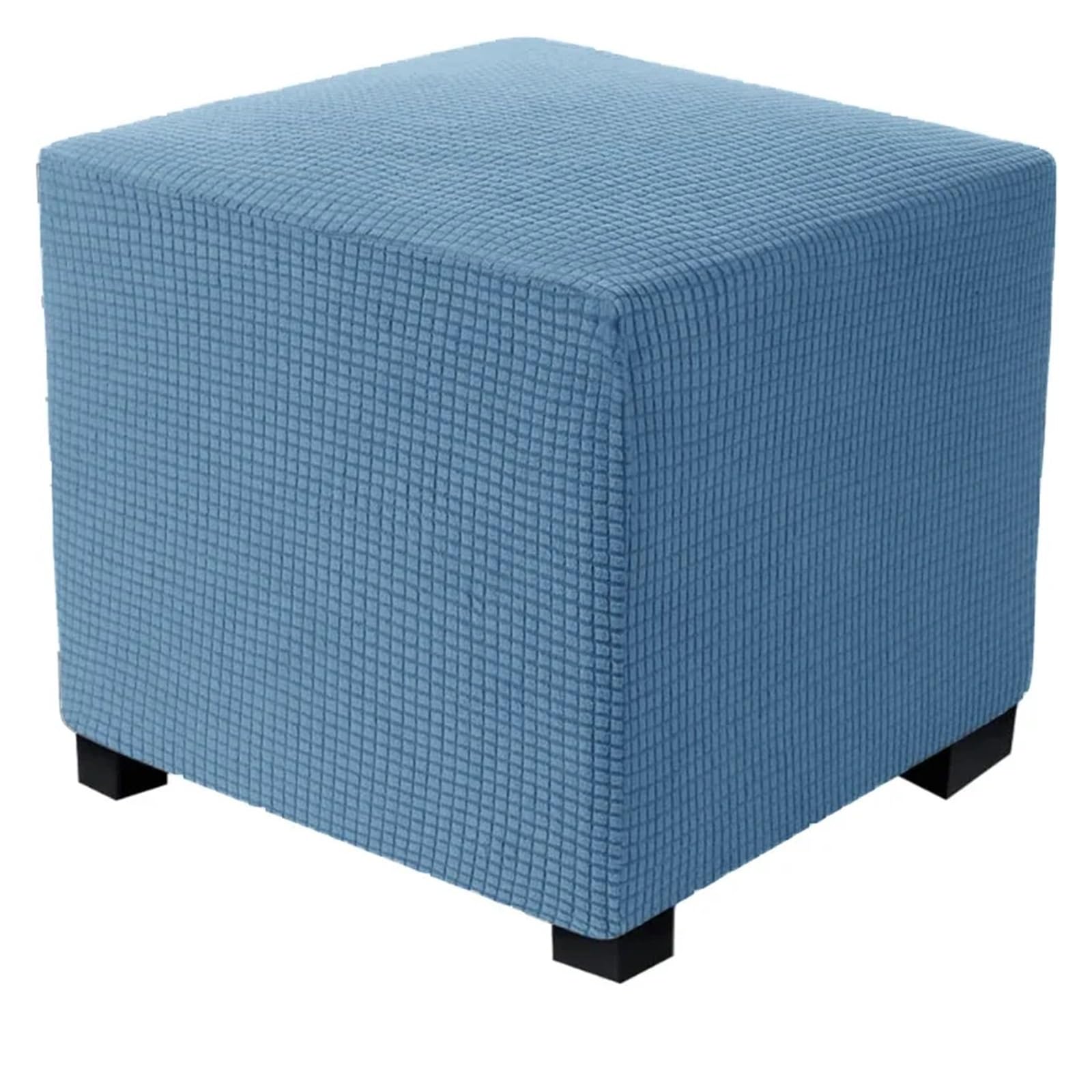 YXINAER Foot Stool Cover Square Ottoman Cover Polar Fleece Footstool Covers Elastic Footrest Slipcovers House Pouf Carre Furniture Protector Stool(Blue,S)