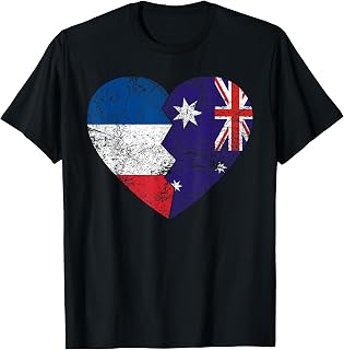 Australian French Flags Heart | France Australia Roots T-Shirt