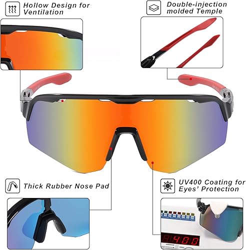 Miniatura 5 de Gafas de sol para hombres y mujeres, UV400 gafas de sol deportivas para béisbol, ciclismo, escalada, moda para jóvenes