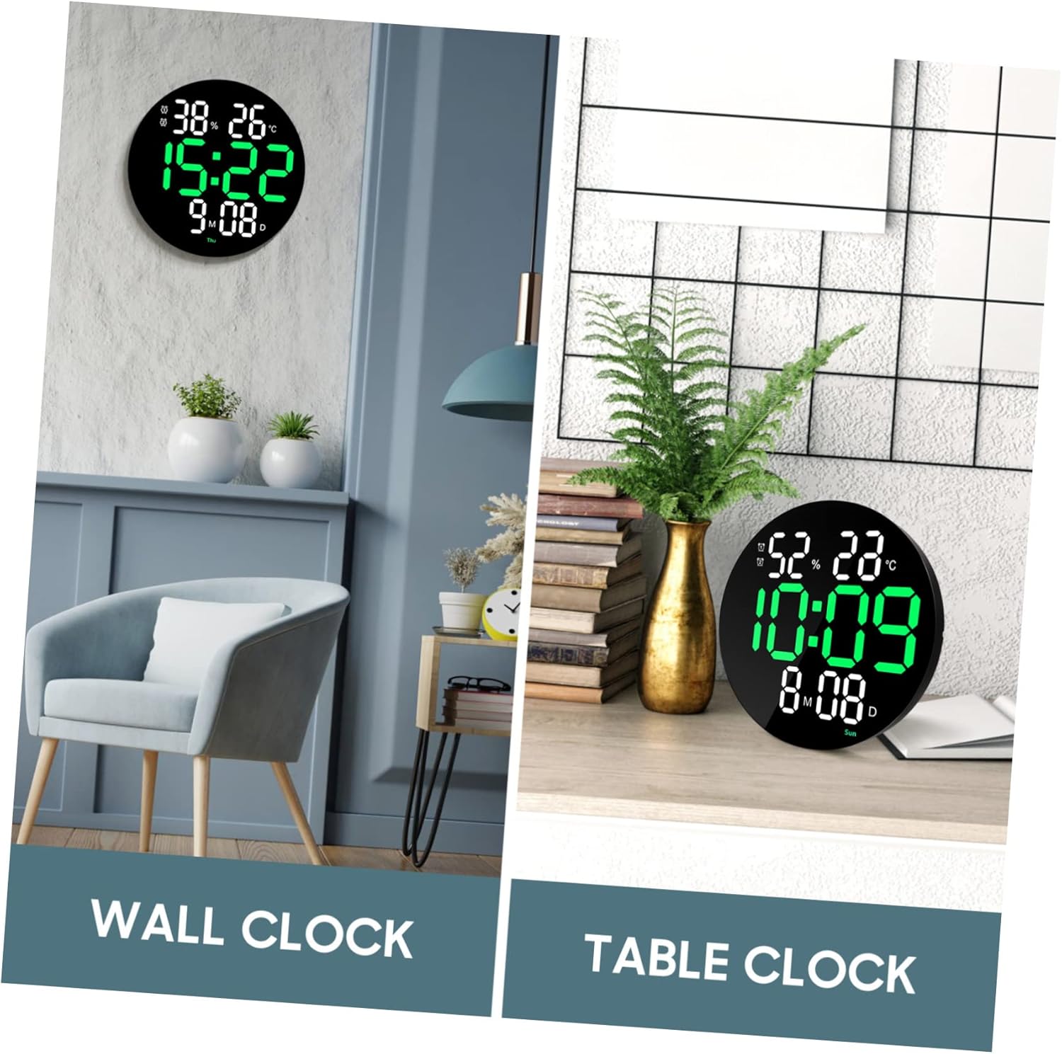 Led Digital Wall Clock with Remote Control Large Display for Temperature Humidity Date Week Brightness Dual Alarm Office Decor