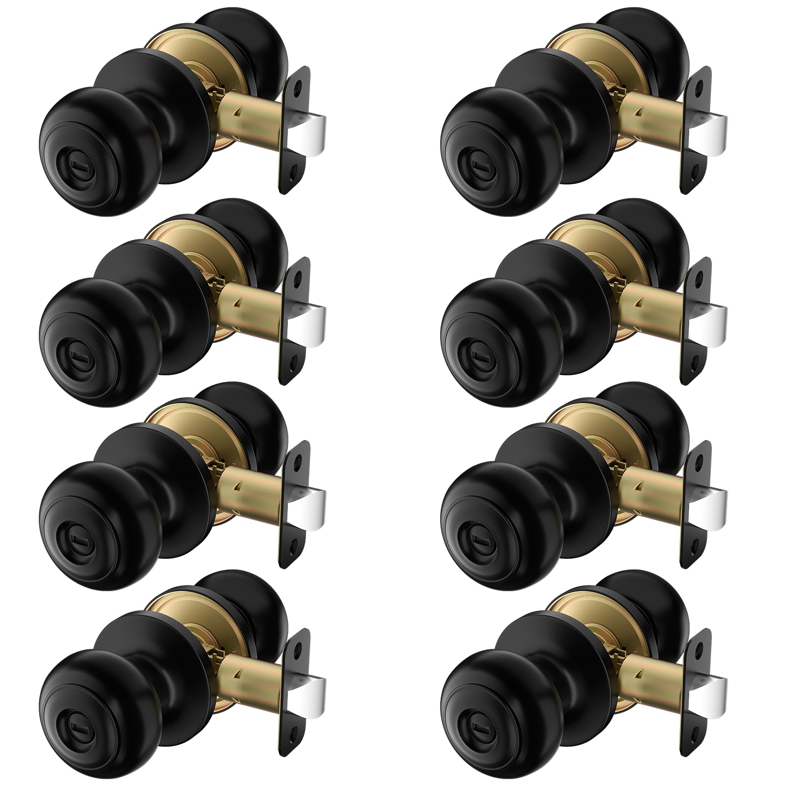 Matte Black Privacy Door Knobs - 10 Pack -9