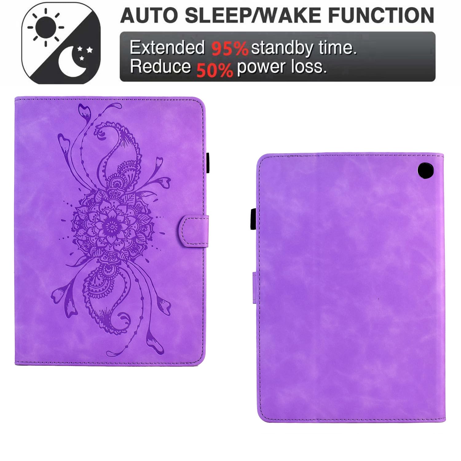 Yilgviza Cover In Pelle PU Per Fire HD 8 (12ª/10ª Gen, 2024/2022/2020), Supporto Regolabile E Standby Automatico, Viola