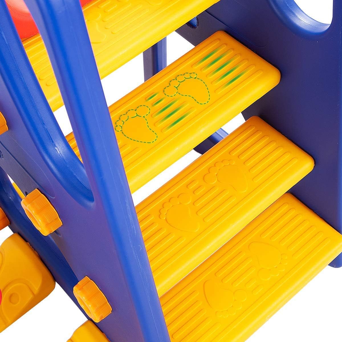GLACER 4 in 1 Slide and Swing Set for Toddlers, Kids Freestanding Climber Slide Playset for Boys Girls with Basketball Hoop, Extra Long Slide, Easy Set Up Baby Playset for Indoor Outdoor Backyard