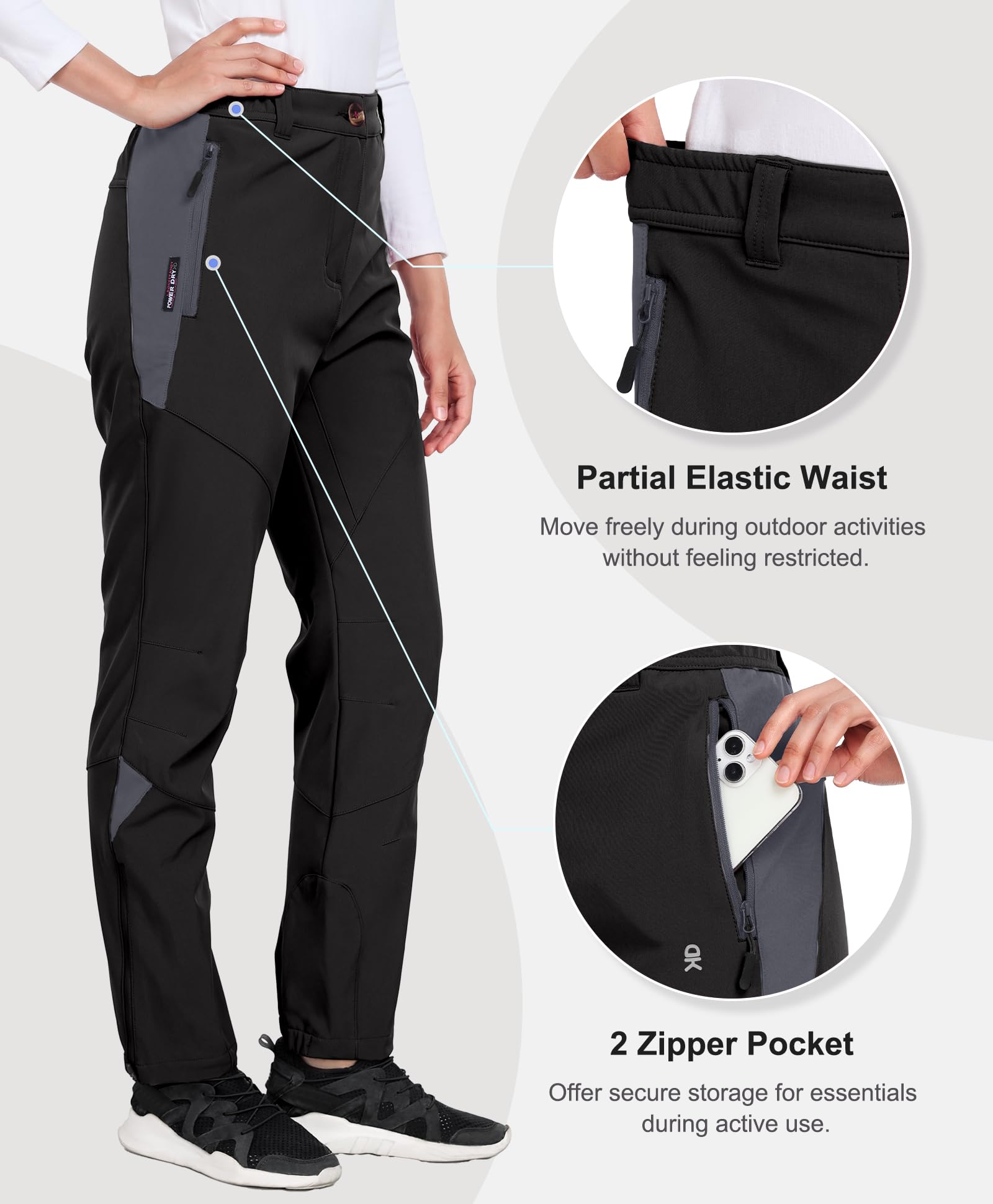 Little Donkey Andy Damen Winter Wanderhose Skihose Trekkinghose Snowboardhose, Softshell-Hose, Fleecegefüttert und wasserabweisend