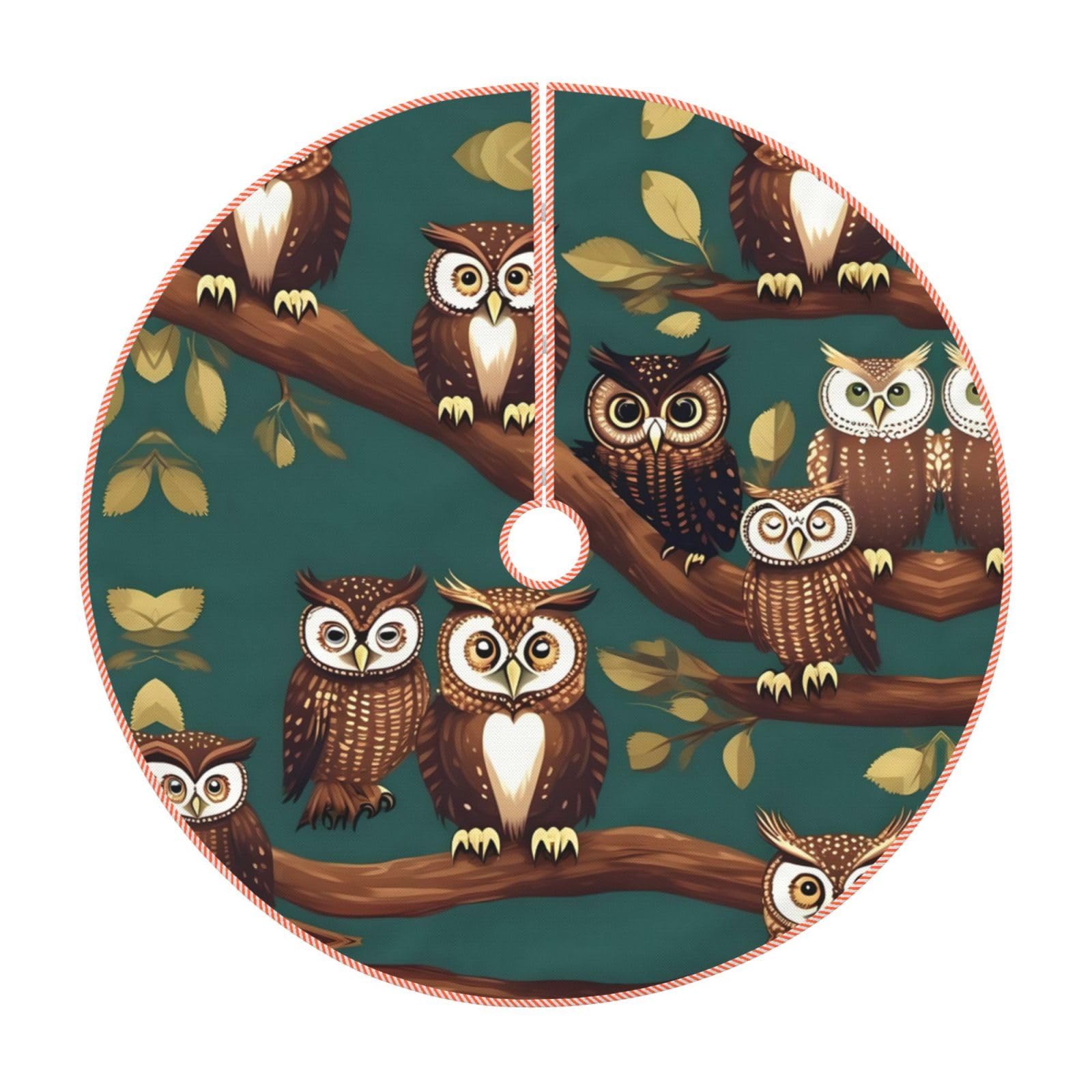 Jupe de sapin de Noël hibou magique tapis de décoration intérieur extérieur