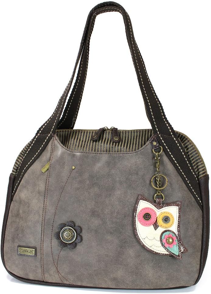 CHALA Bowling Tote Bag with coin purse (Stone Gray) (Owl 2) Clothing, Shoes & Jewelry