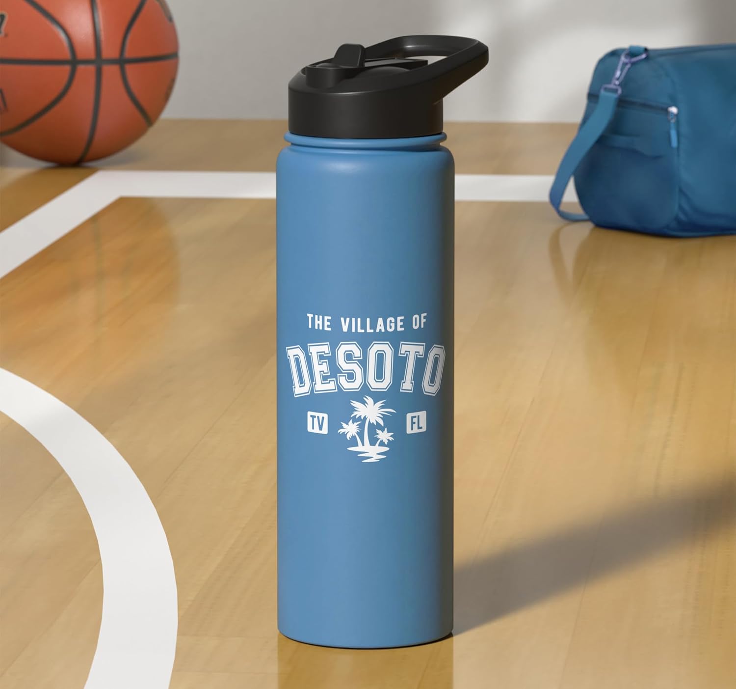 The Village of Desoto Classic Style Palm Trees Design Stainless Steel Insulated Water Bottle