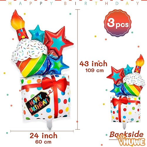 Miniatura 2 de Globo de feliz cumpleaños, 3 globos impresos de feliz cumpleaños de 43 pulgadas, globo grueso grande de Mylar para fiesta de cumpleaños, suministros