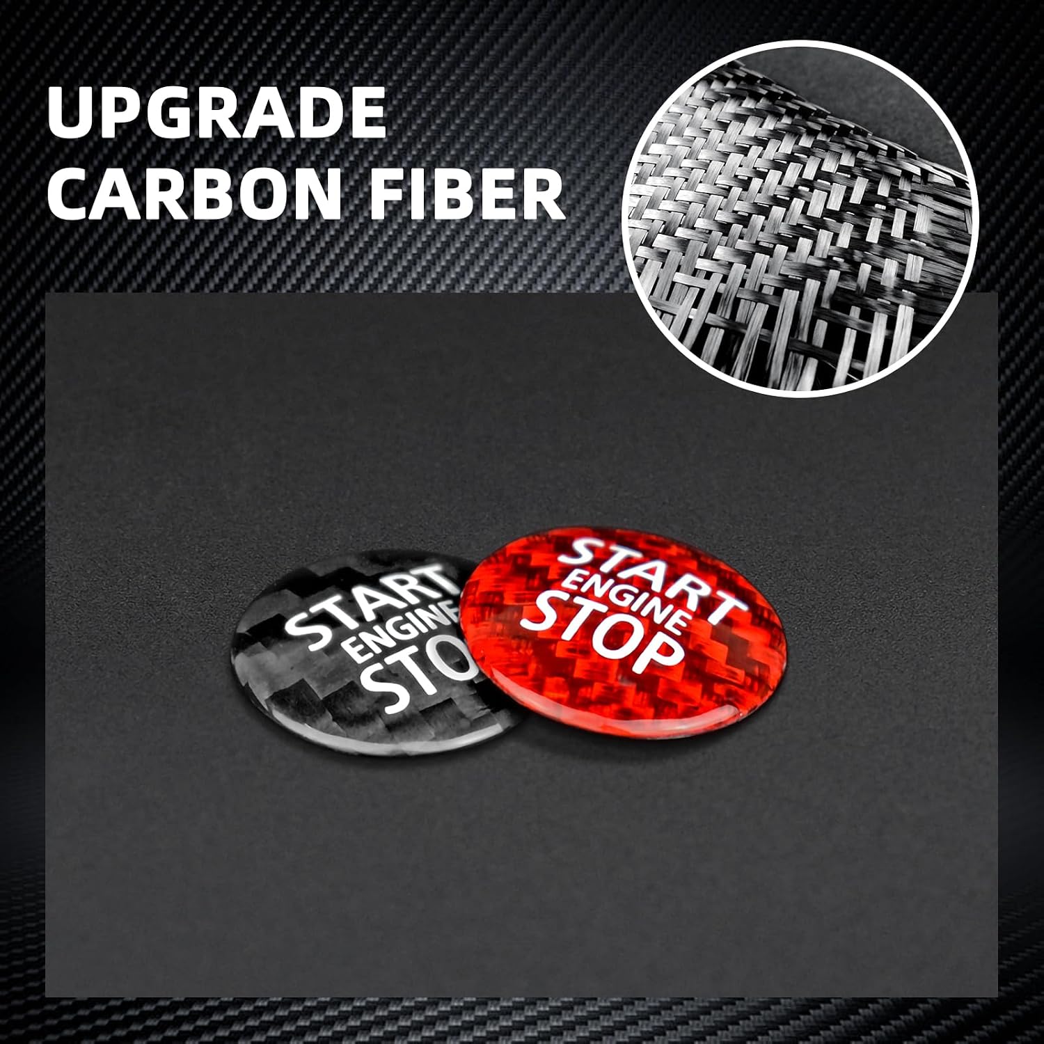 Hard Carbon Fiber Push Button Start Stop Engine Sticker for MINI Cooper R55 R56 R57(2007-2013), R60 (2010-2016), R58 R59 (2011-2015), R61(2012-2016) Frame Car Accessories Black image 2