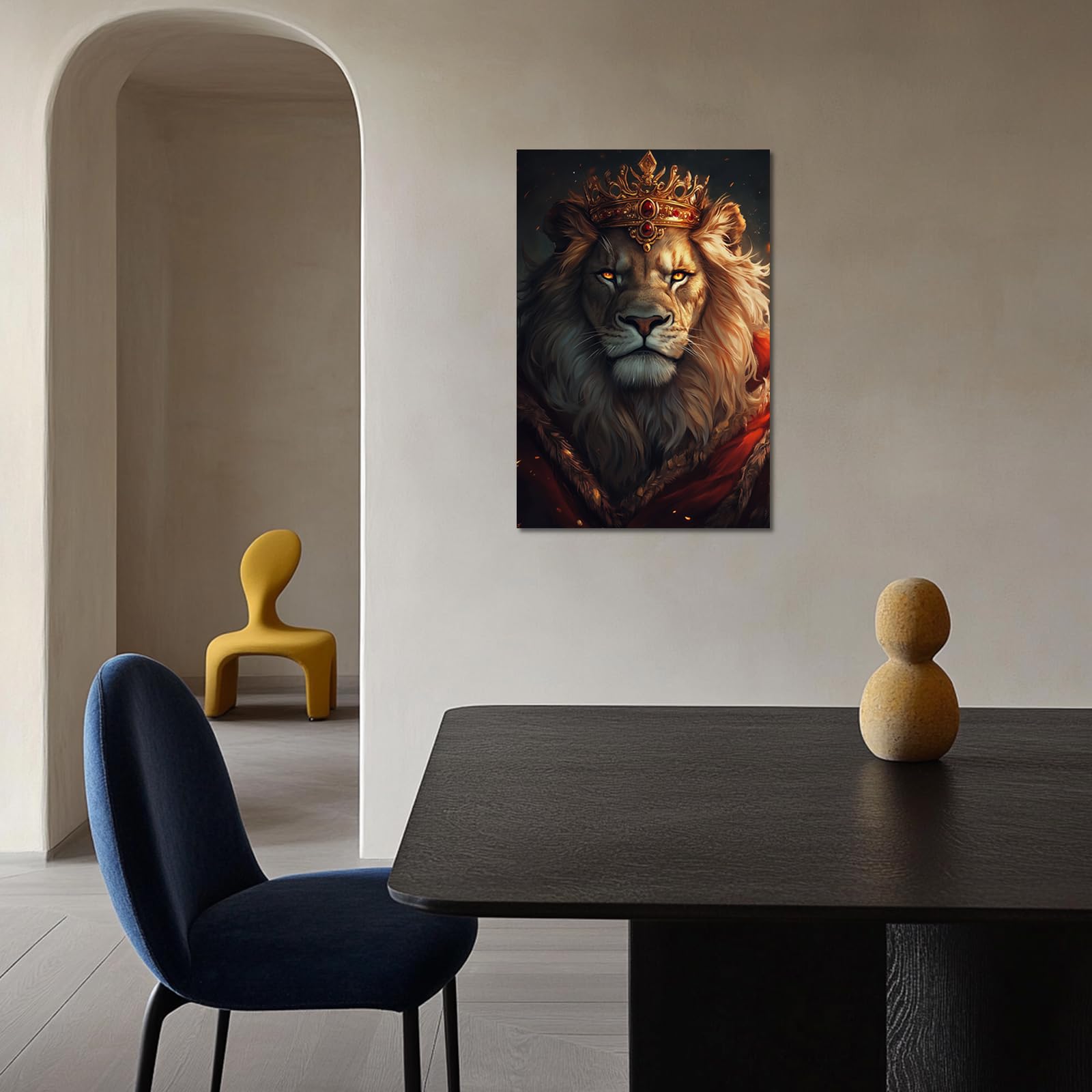 Amazon.co.jp: QLMDYJSW 王冠付きライオン ウォールアート