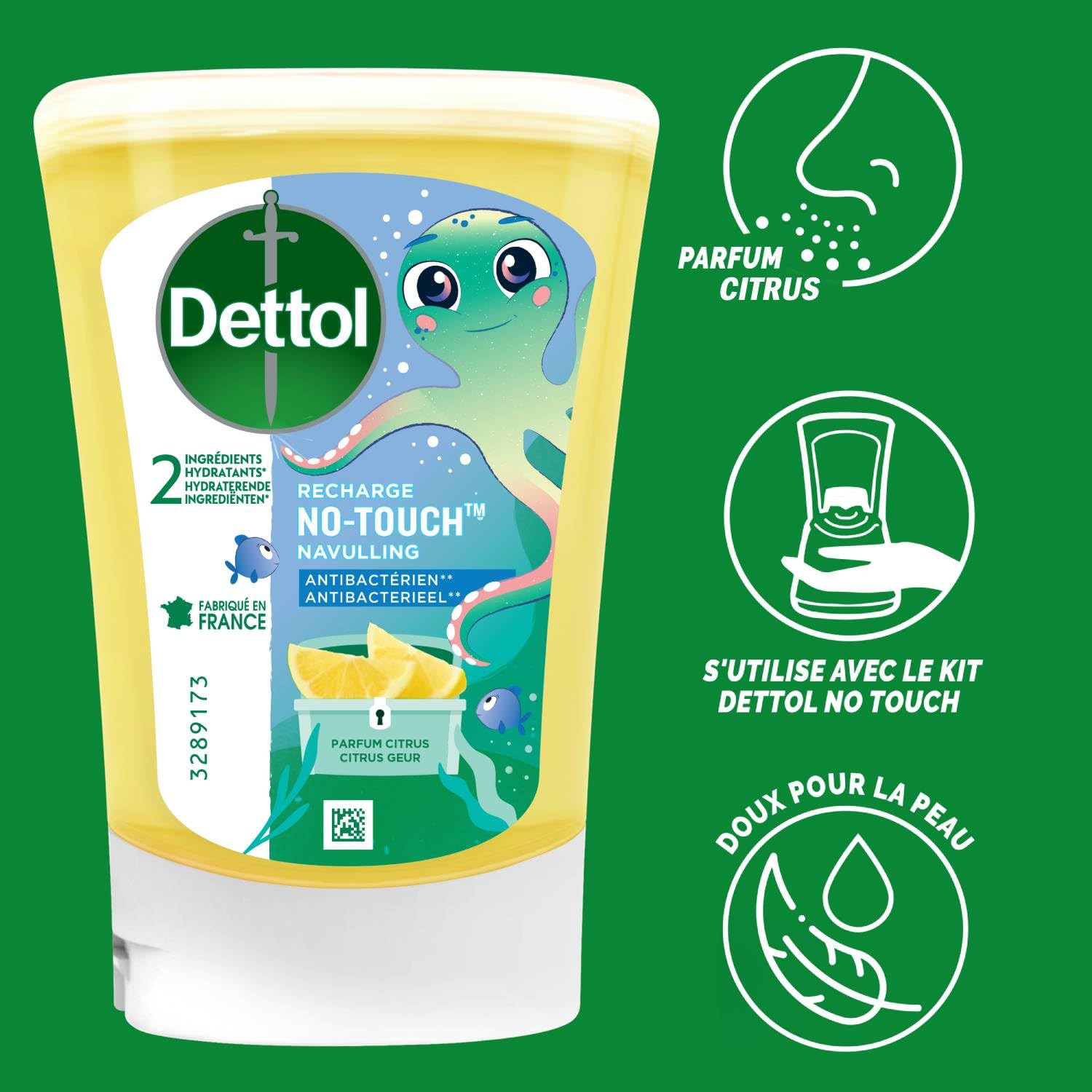 Dettol No-Touch Kids - Recharge Savon Mains - Citron- 250 ml