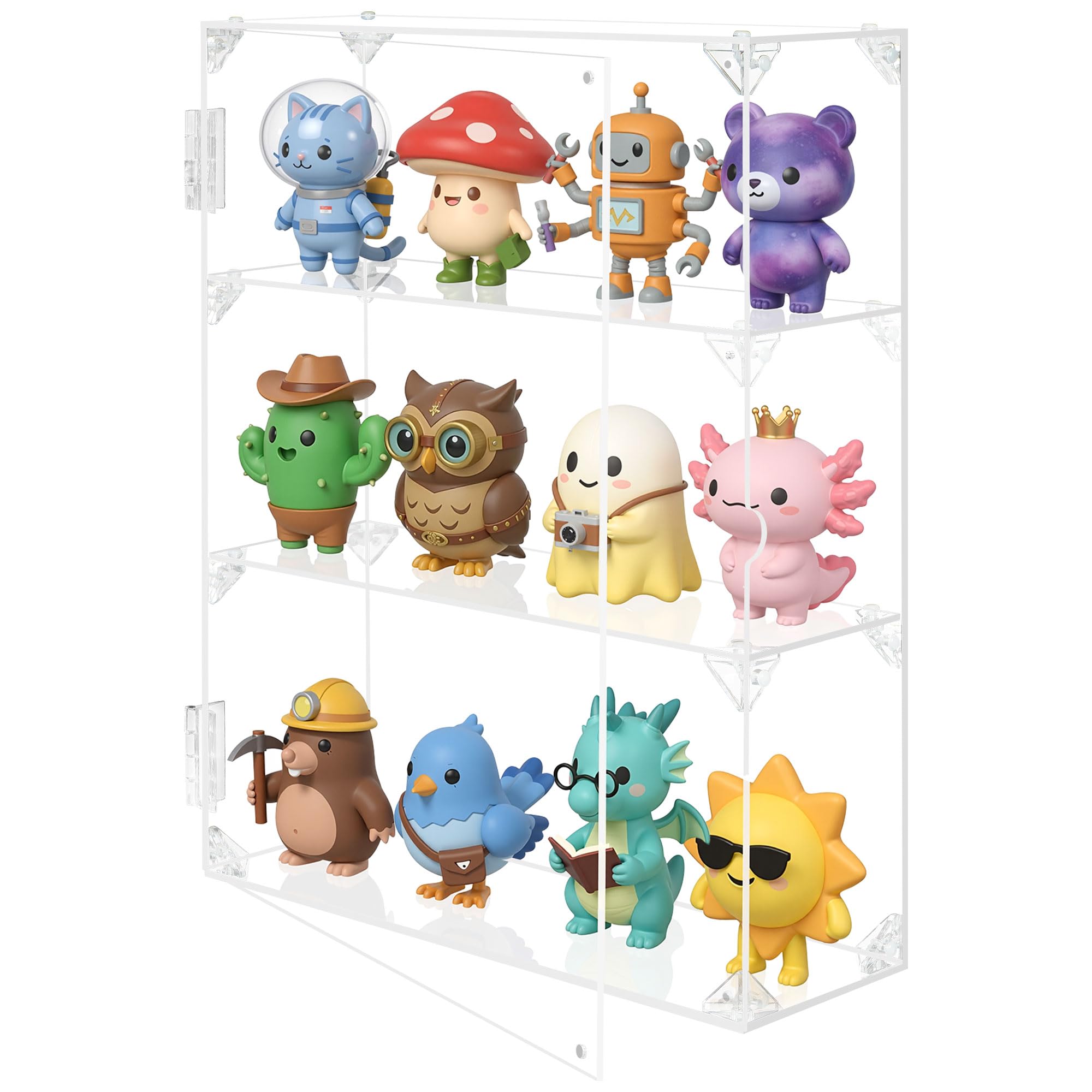 Ohbien Clear Acrylic Display Case For Collectibles, 3-Tier Display Case With Shelves And Magnetic Door, Wall Mounted Or Tabletop Dustproof Showcase For Action Figures Models Minifigures,30.4X10.2x39cm