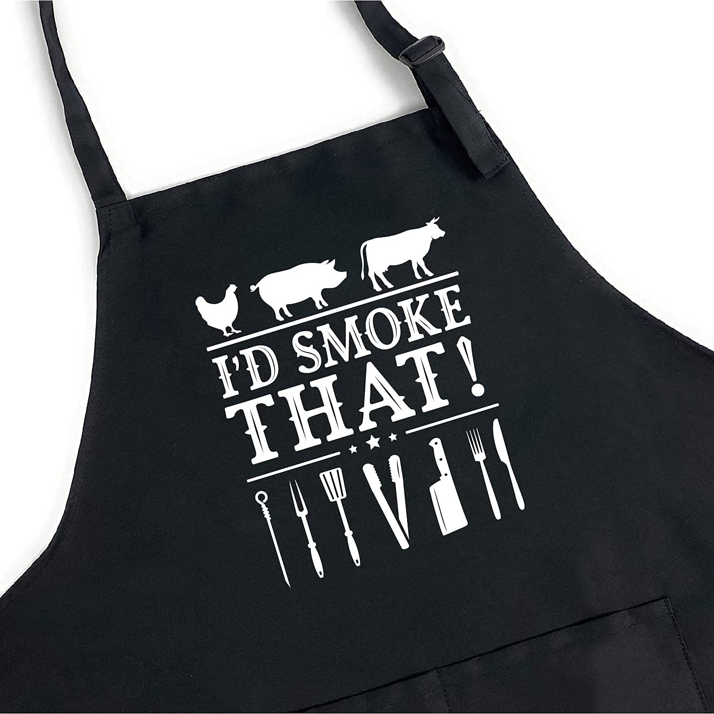 XBPDMWIN Aprons for Men Funny, I'd Smoke That Barbecue Grilling BBQ apron Smoker Gift for Dad