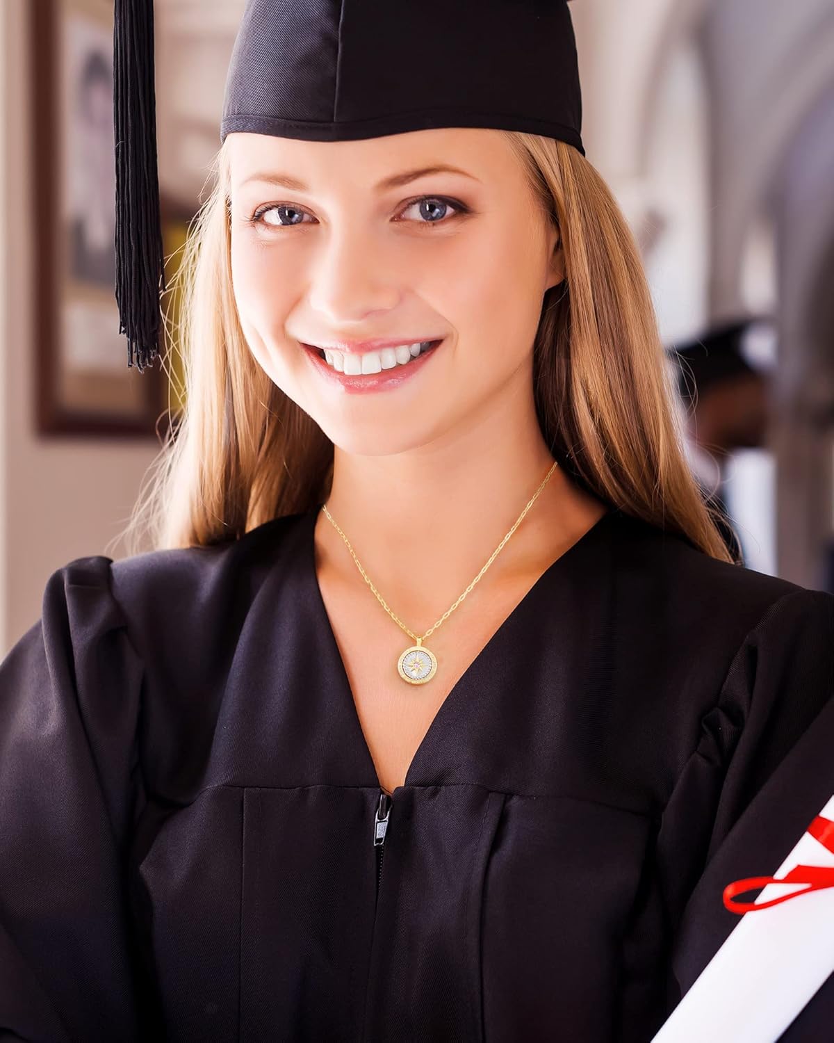 LOUISA SECRET Graduation Gifts for Her 2025, S925 Sterling Silver Compass Birthstone Pendant Necklace for Her, Anniversary Birthday Jewelry Gifts for Women Her - Image 2