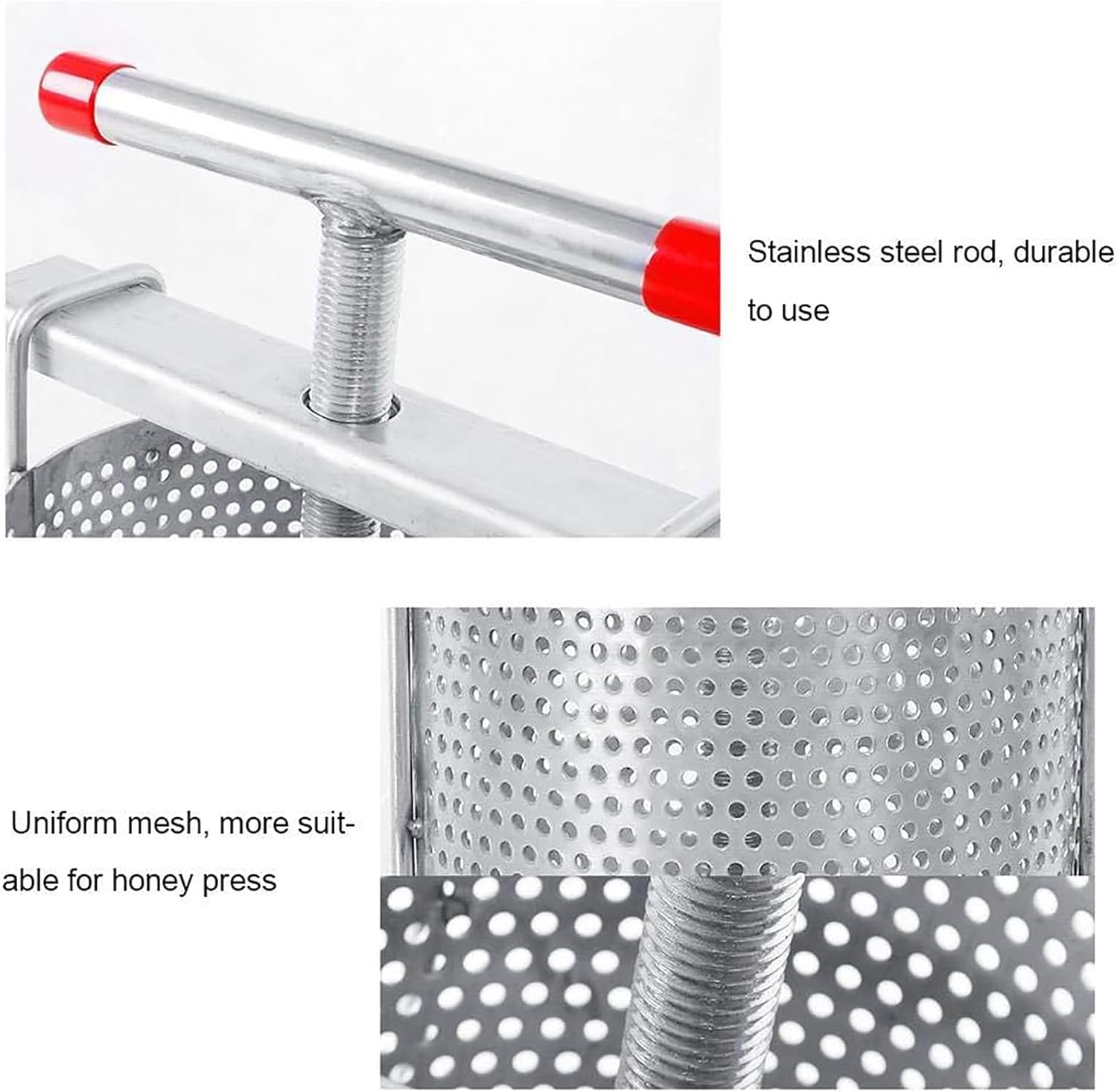 Generic Honey Press Stainless Steel - Durable Squeezer for Honeycombs, Fruits, Vegetables - Easy to Clean, Ideal for Dehydration of Distiller's Grains