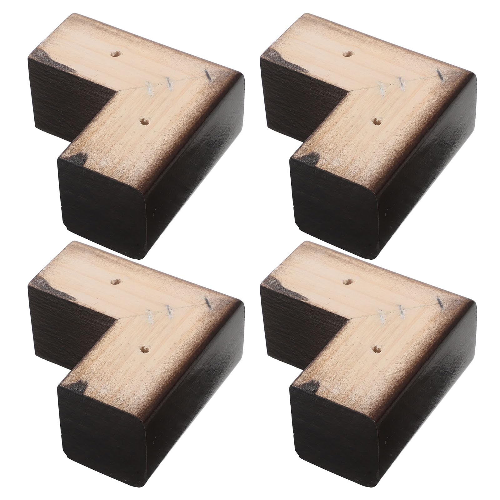 Pies para muebles de salon, soportes de madera marron en L para renovar tu sofa y cama