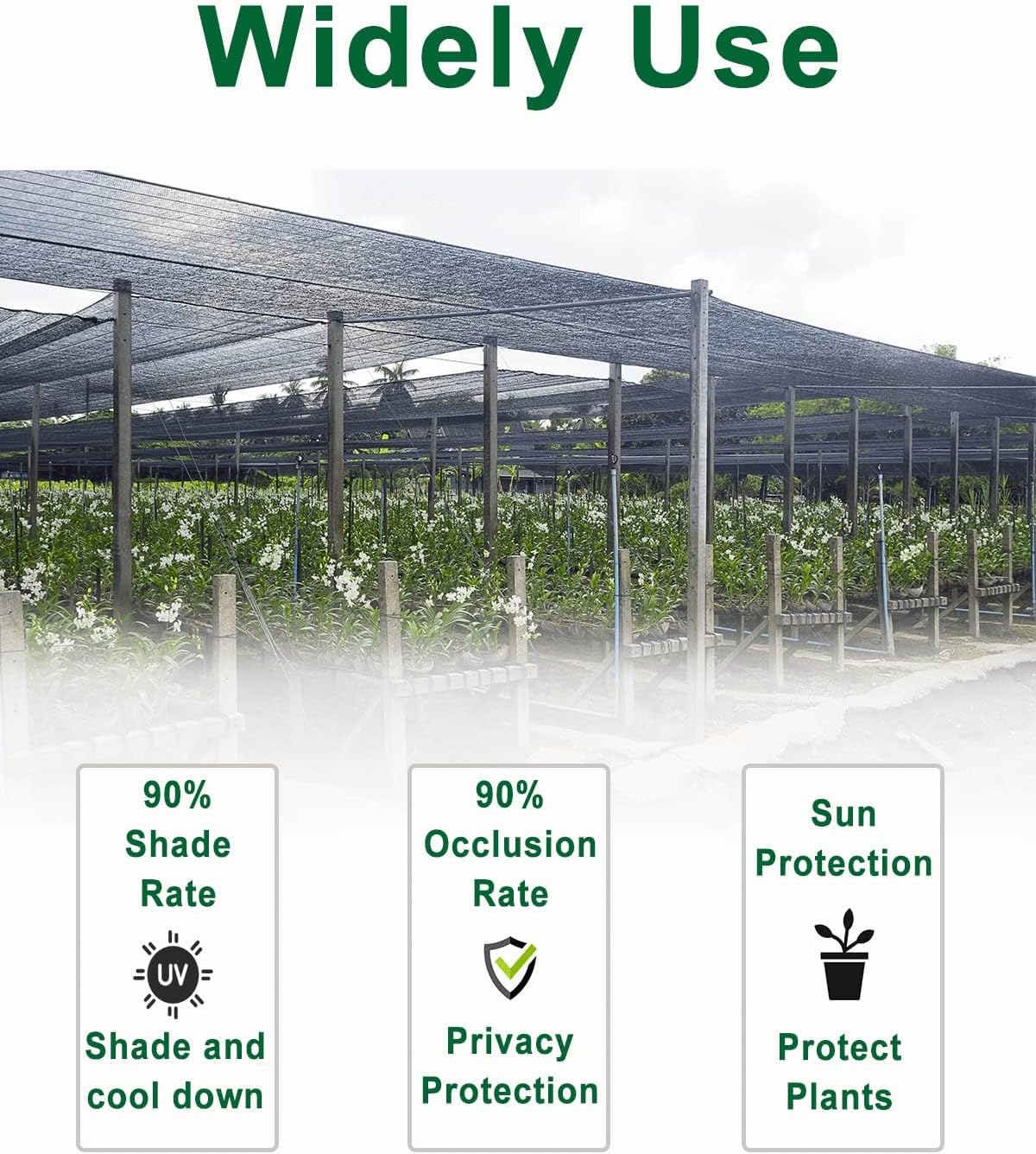 vensovo 6' X 100' 90% Plant Sun Shade Cloth - Outdoor Black Windscreen Cover Fabric Roll Garden Sunblock Shade Tarp Netting Mesh for Plants Protection, Greenhouse, Backyard