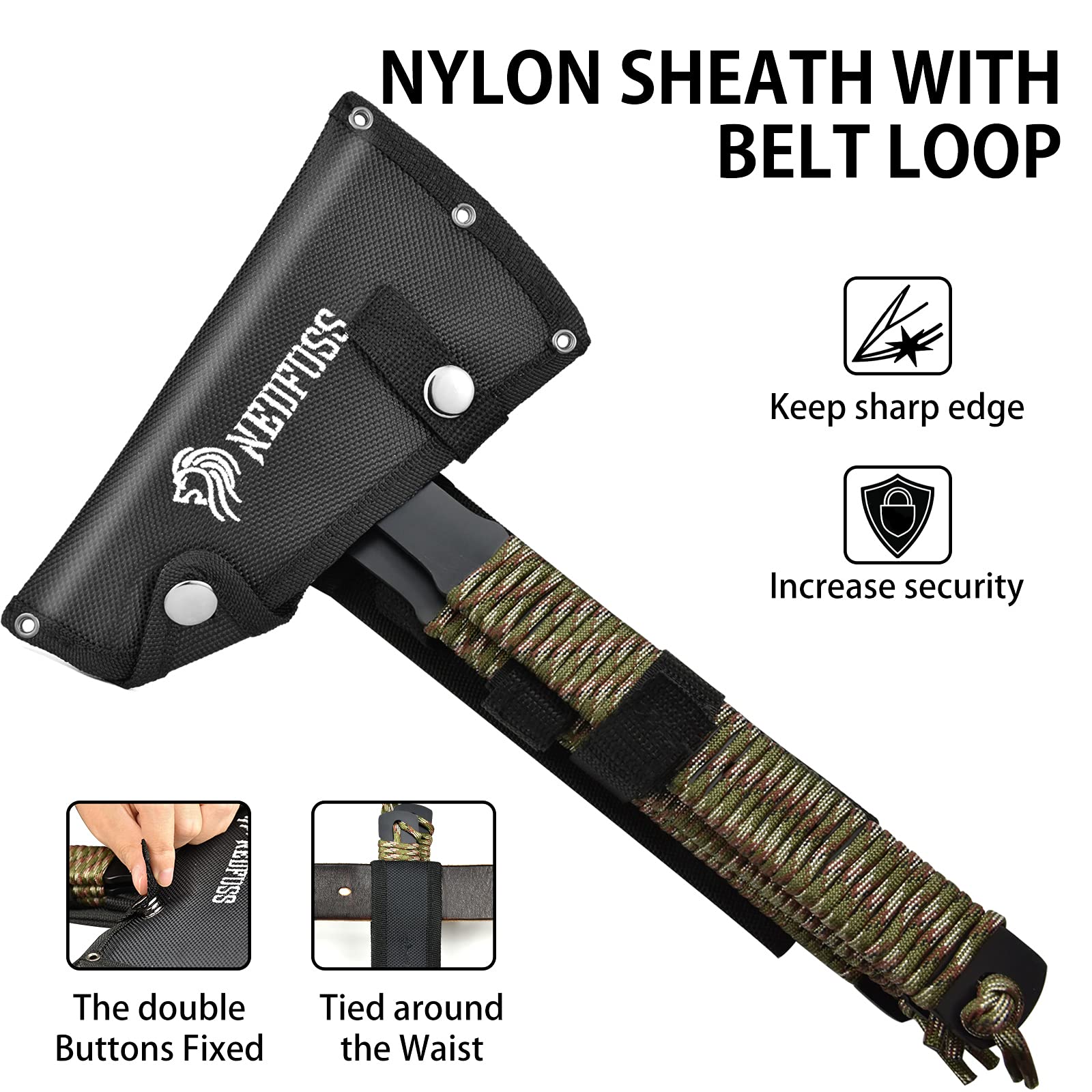 NedFoss Throwing Axes and Tomahawks, Throwing Axe Pack of 3, 10.6" Full