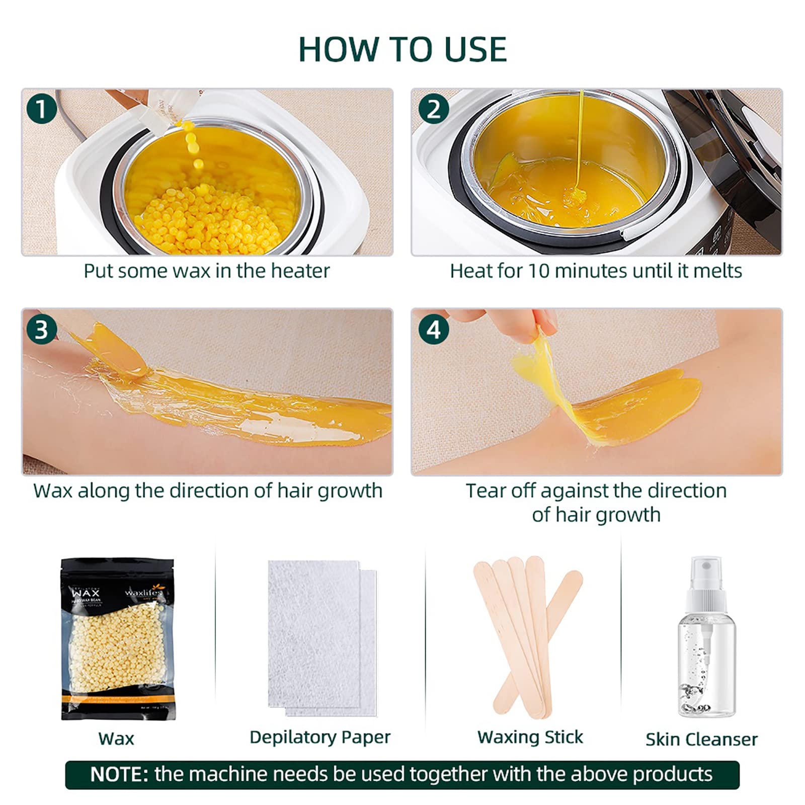 Máquina De Terapia De Cera, Máquina De Fusión De Cera De Frijol De Cera Depilatoria Inteligente De 500 ML, 10 Minutos para Derretir La Cera Rápidamente, Adecuada para Todo Tipo De Cera