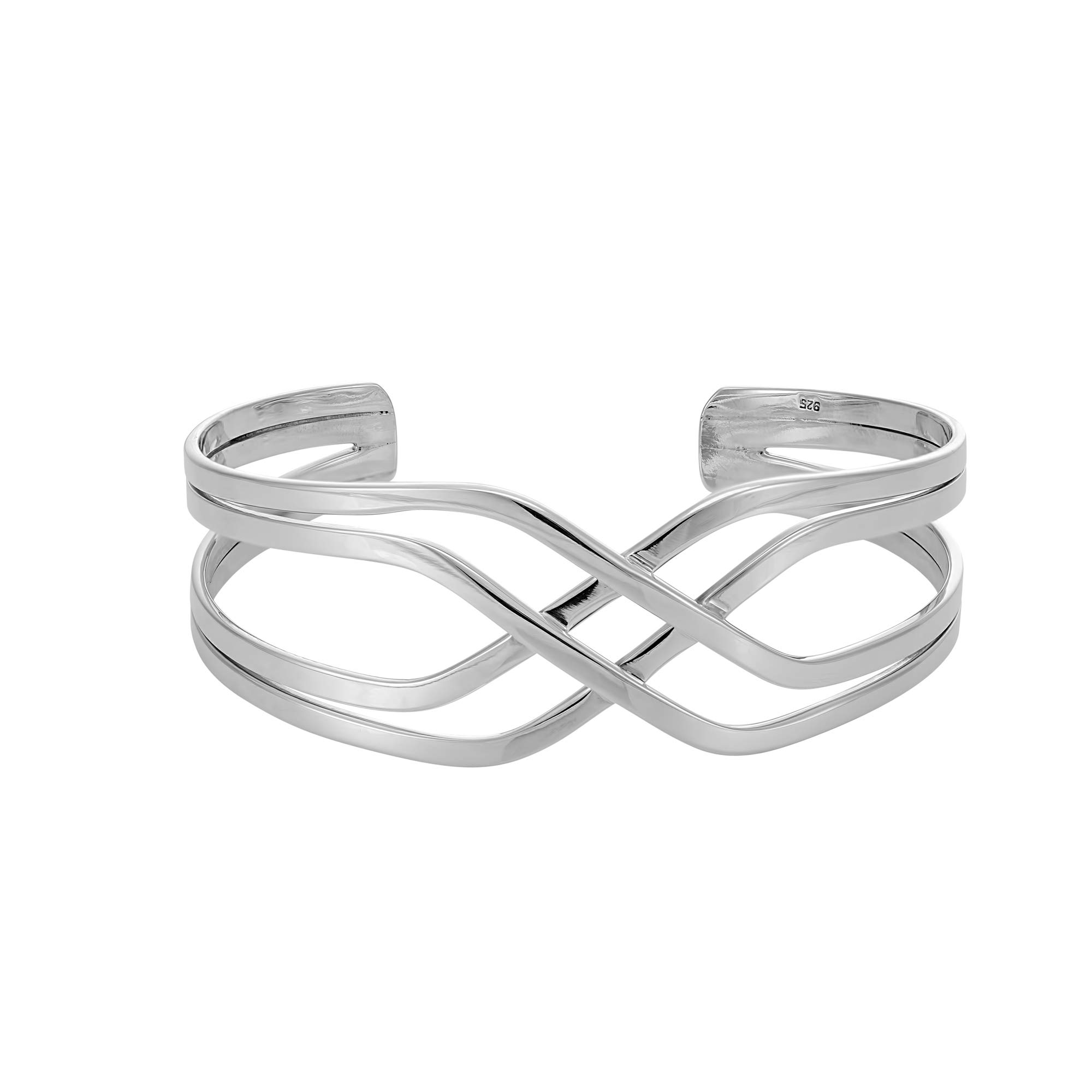 Silverly Bracciale Rigido con Nodo Celtico Infinito da Donna in Argento Sterling 925 | Bracciale Rigido Regolabile Intrecciato Largo | Gioielli Classici con Nodi Tradizionali