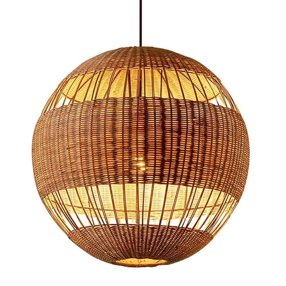 Abat-jour Boule En Rotin Tissé - Lot De 2 - 15x15 Cm - Style Pastoral - Pour Suspension Ou Plafonnier - 13