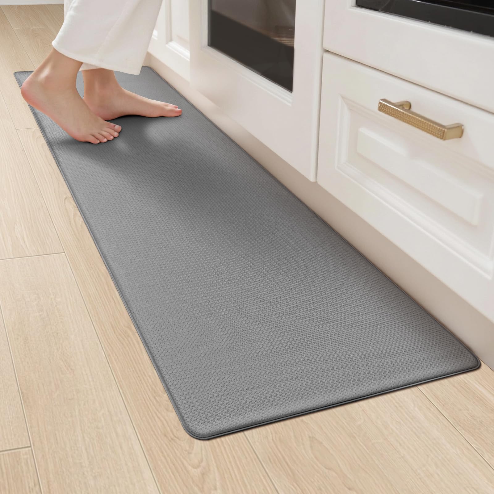 LEKEEPGO Tapis Cuisine Devant Evier 44x150cm, Antidérapant et Imperméable, Tapis de Cuisine Anti Fatigue pour Manger, Couloir, Buanderie, Gris Global Recycled Standard Global Recycled Standard Global Recycled Standard