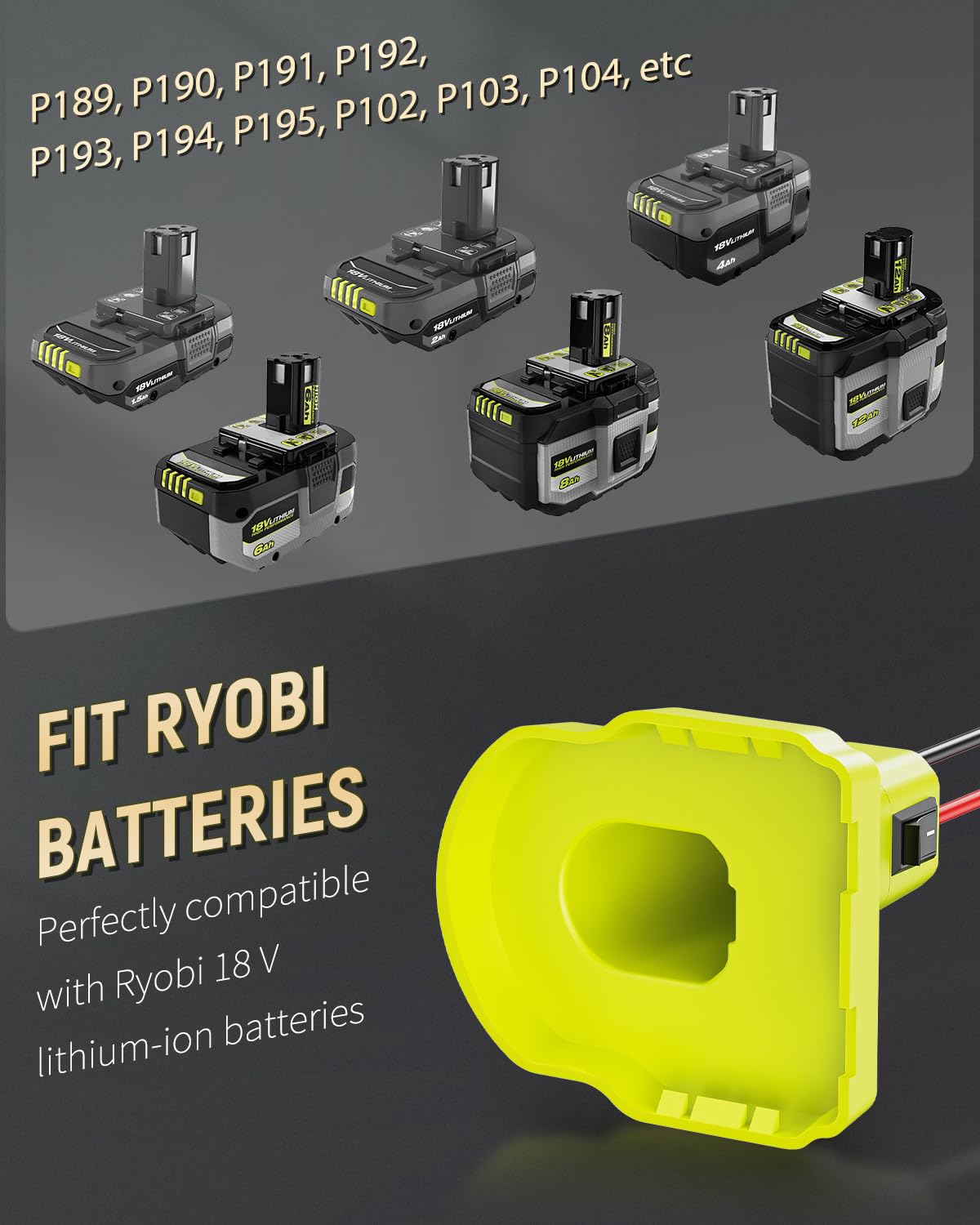 30Amp Fuse Protected 2 Pack Power Wheel Adapter for Ryobi 18V Battery Conversion