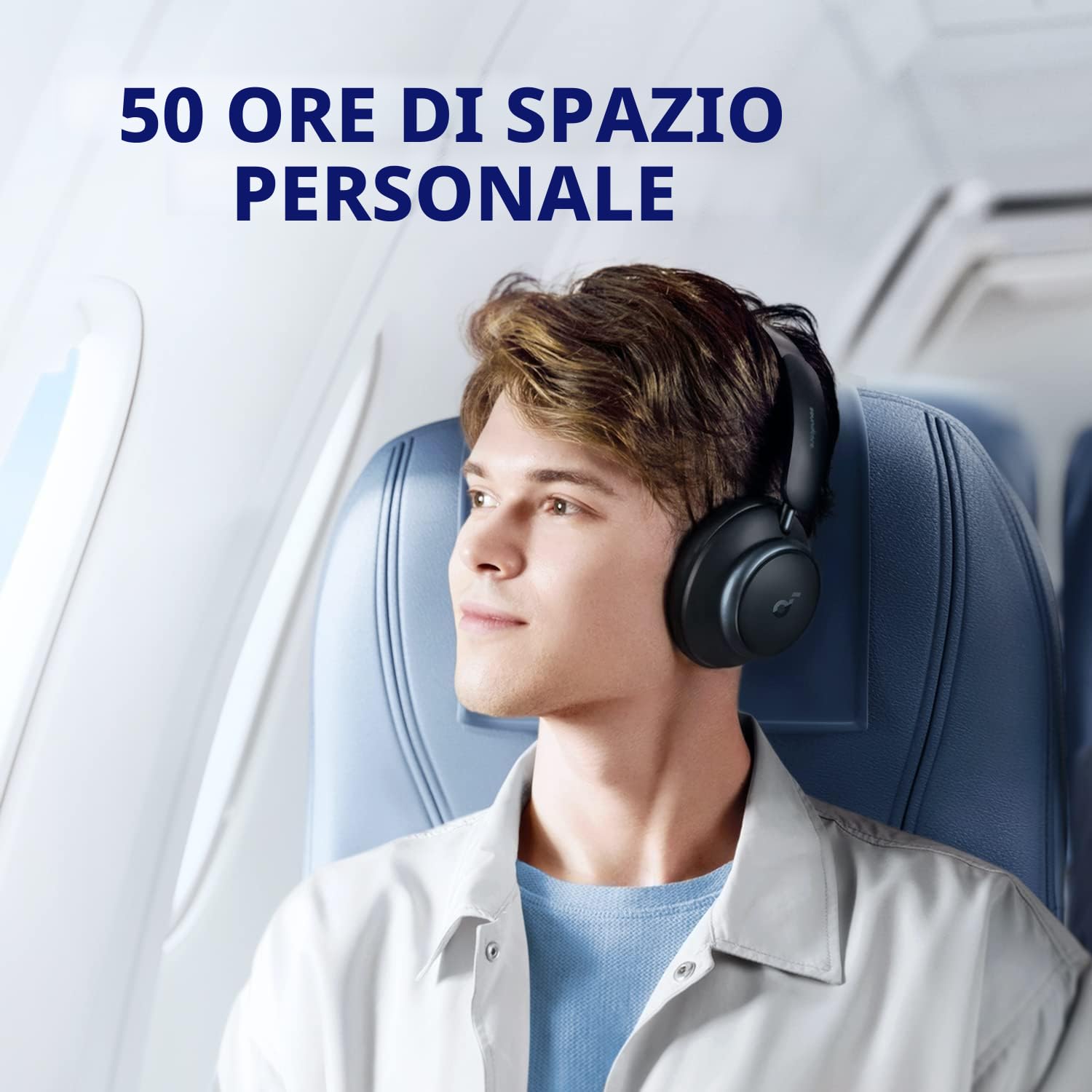 Soundcore by Anker Space Q45 Cuffie Bluetooth Cancellazione Attiva Rumore Adattiva fino al 98%, Riproduzione 50 ore, App, Suono Wireless LDAC Hi-Res, Confortevoli, Chiamate Chiare, Bluetooth 5.3